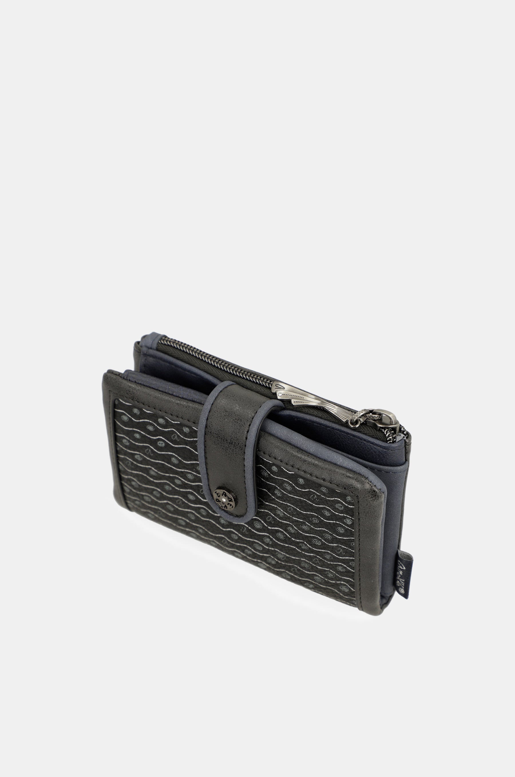 Portafoglio RFID flessibile medio blu navy Studio