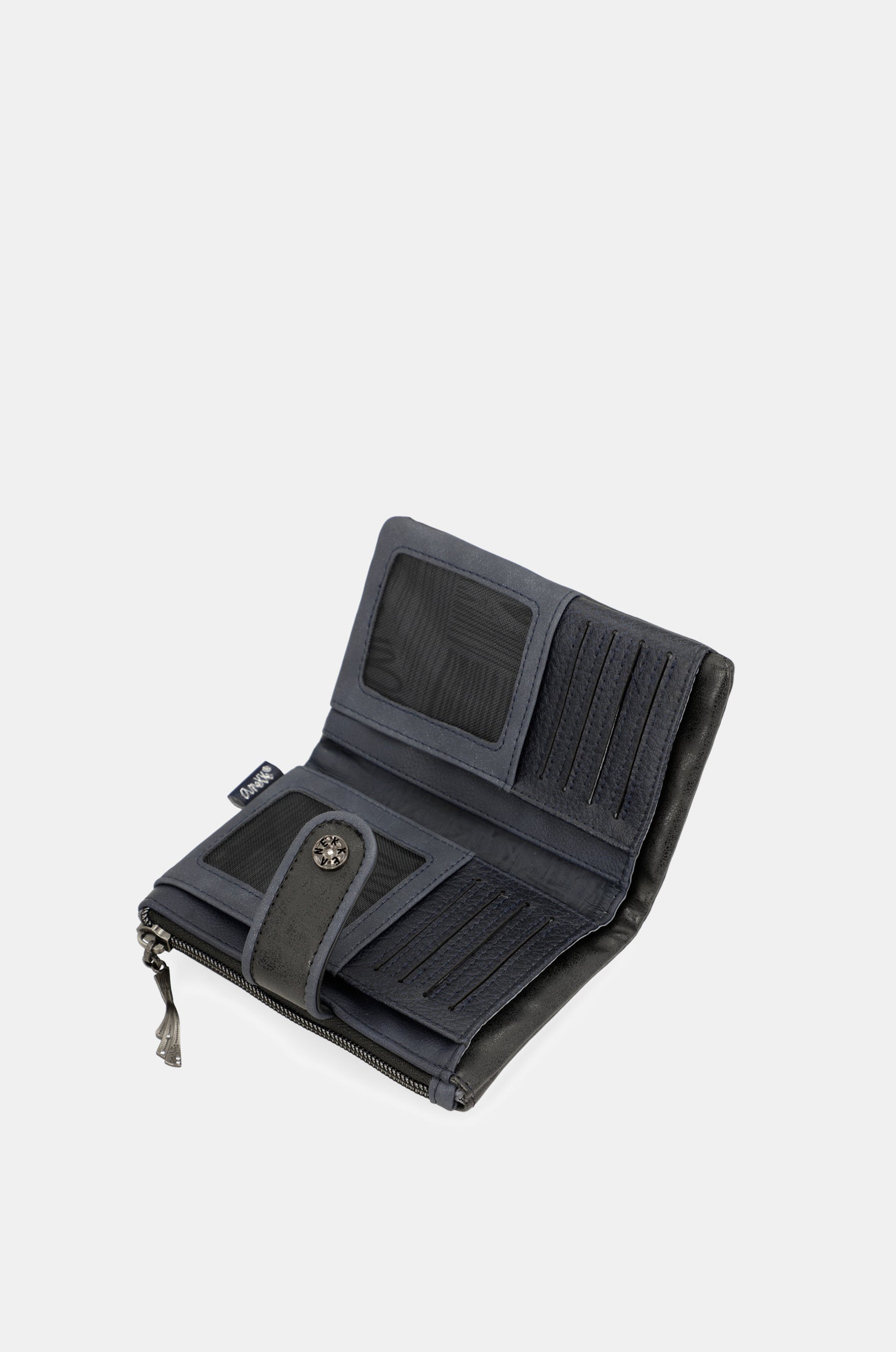 Portafoglio RFID flessibile medio blu navy Studio