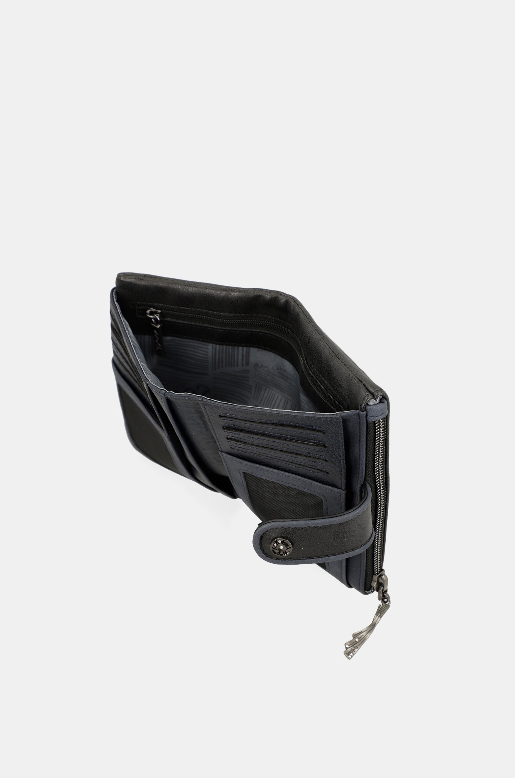 Portafoglio RFID flessibile medio blu navy Studio