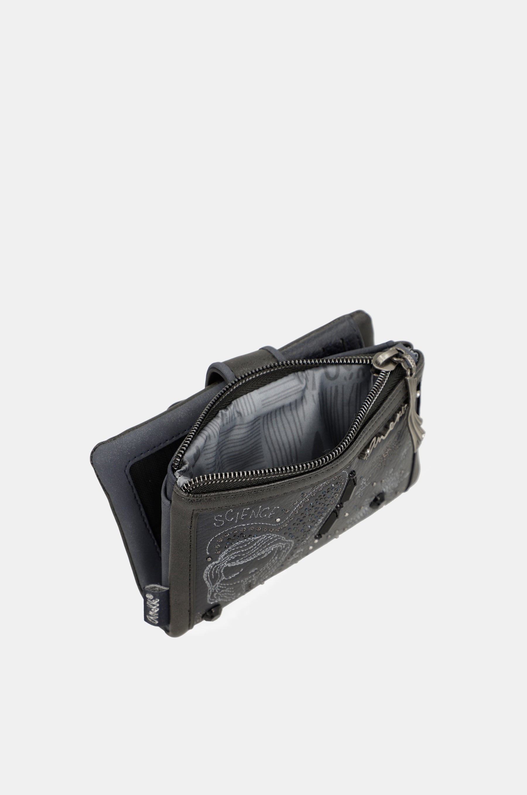 Portafoglio RFID flessibile medio blu navy Studio