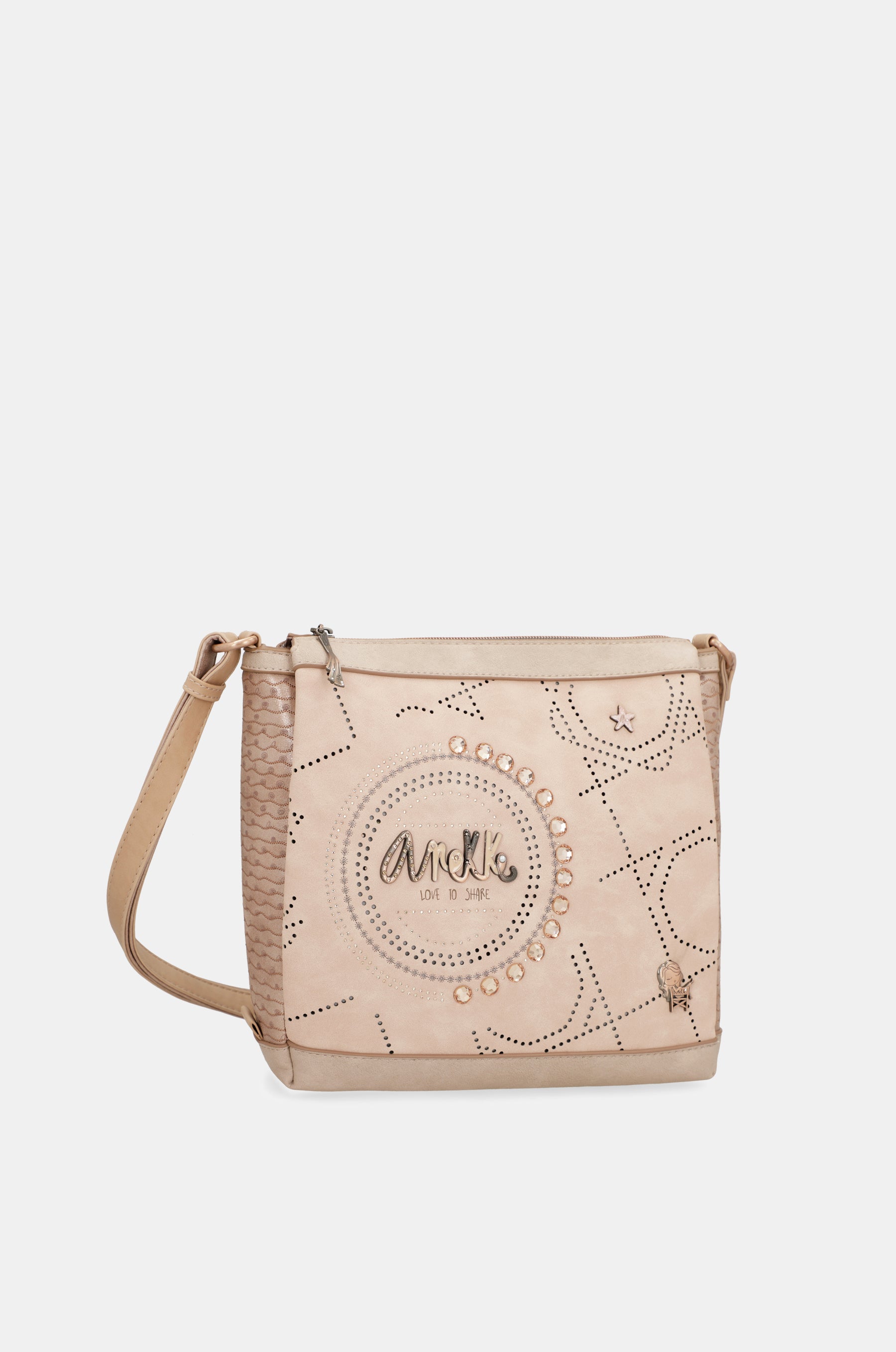 Borsa a tracolla quadrata color nudo Studio