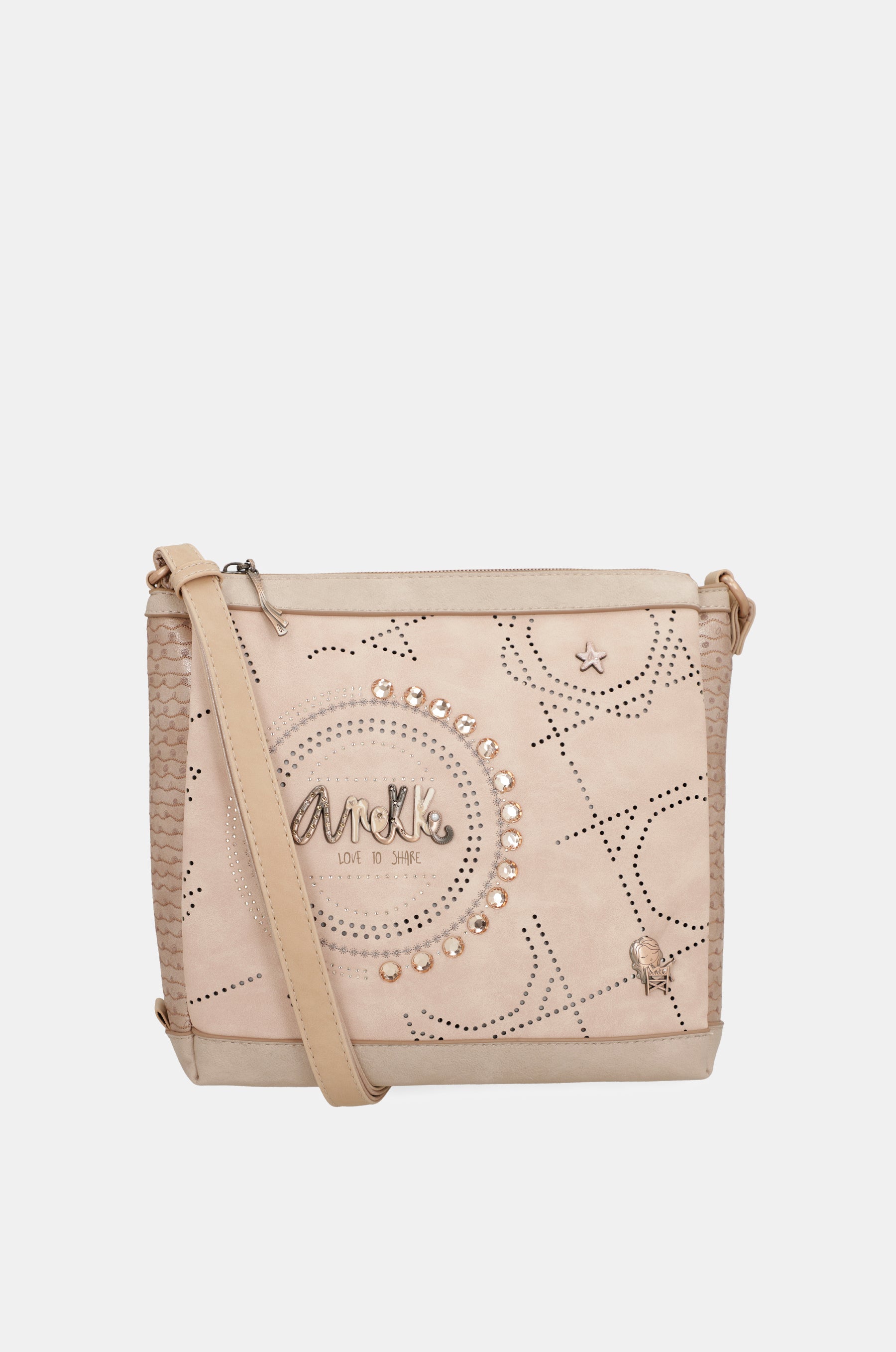 Borsa a tracolla quadrata color nudo Studio
