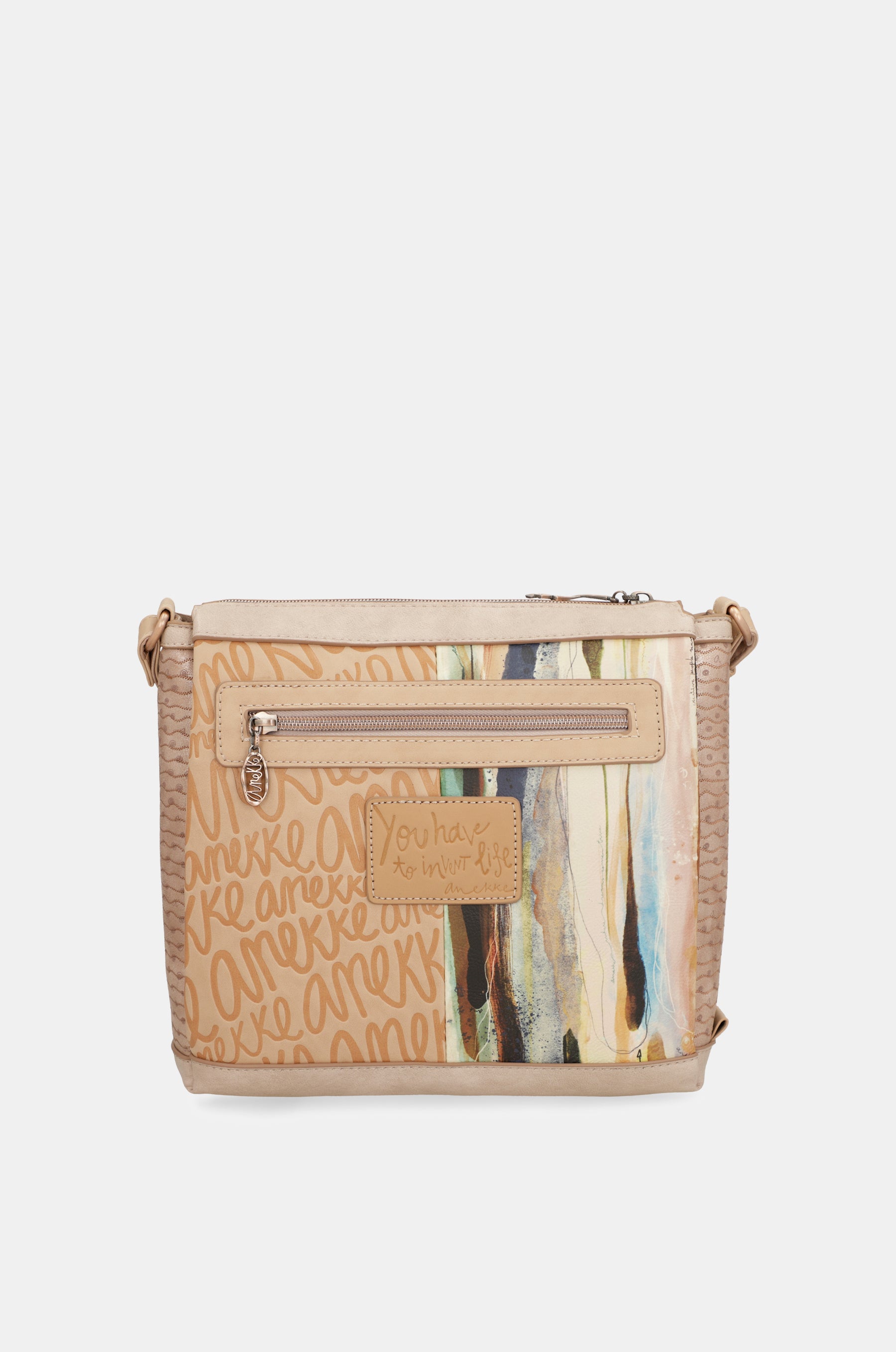 Borsa a tracolla quadrata color nudo Studio