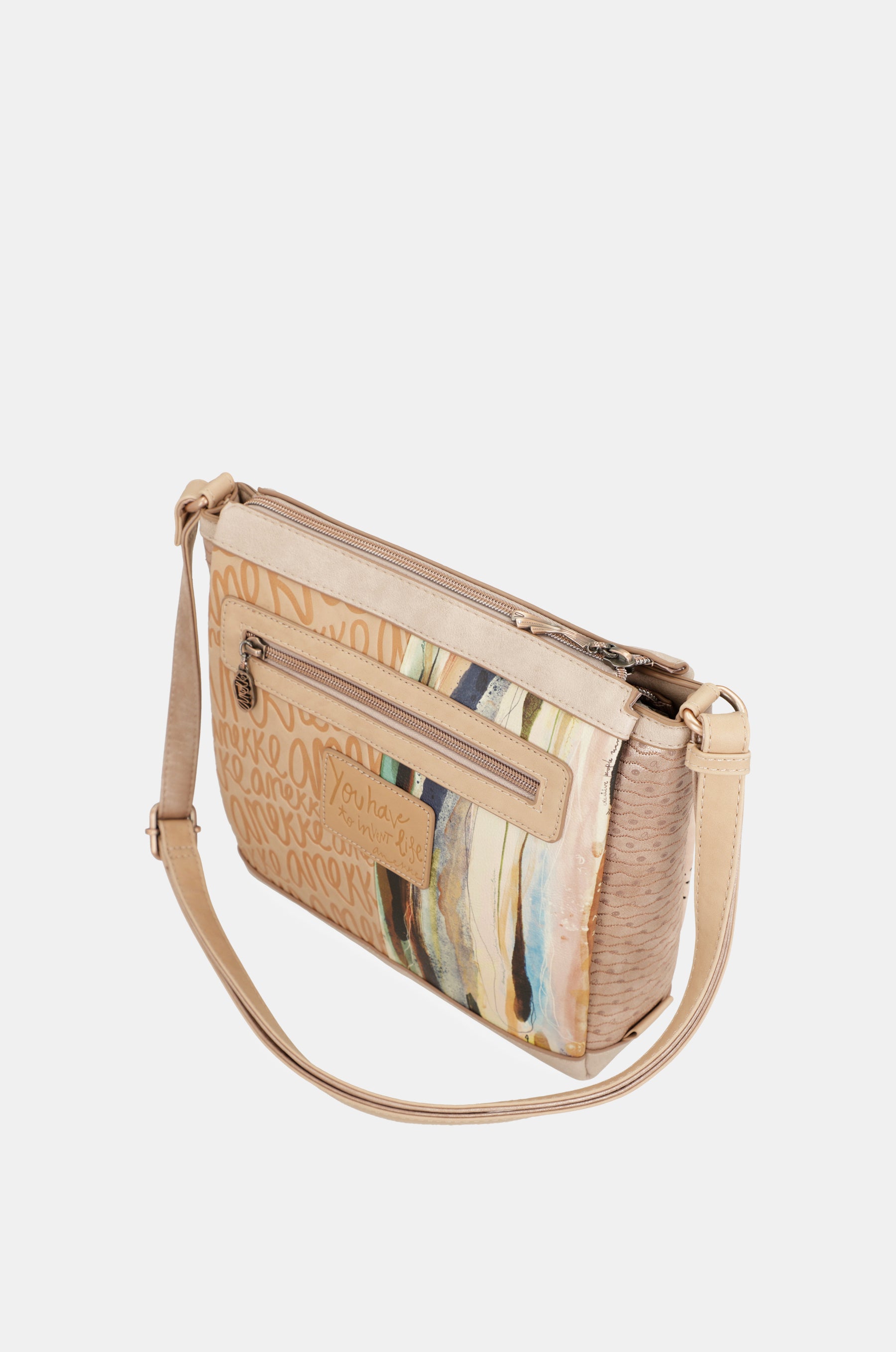 Borsa a tracolla quadrata color nudo Studio