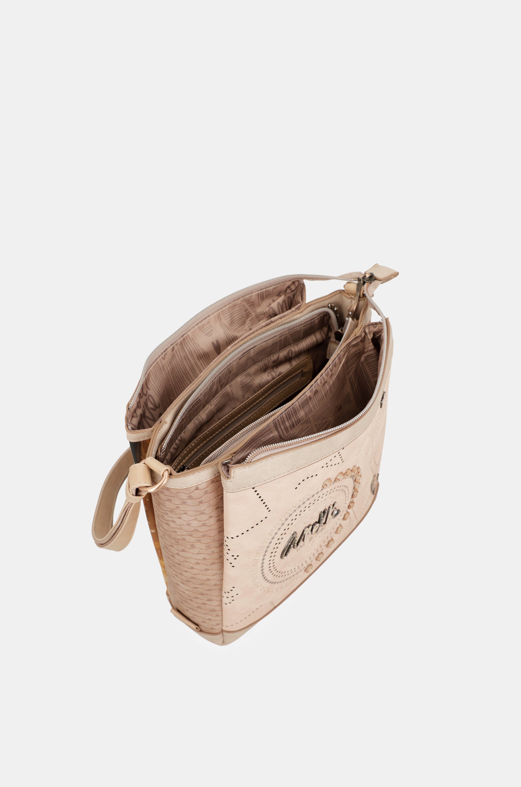 Borsa a tracolla quadrata color nudo Studio