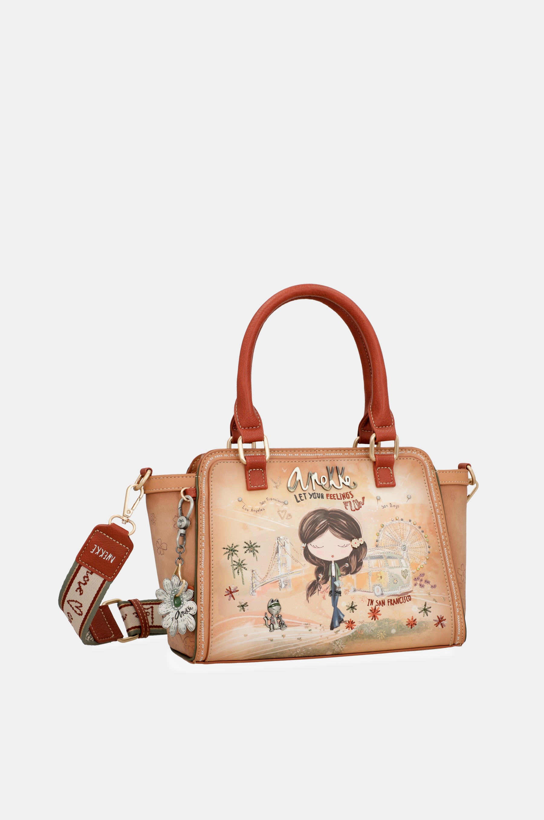 Borsa bowling cammello Peace & Love