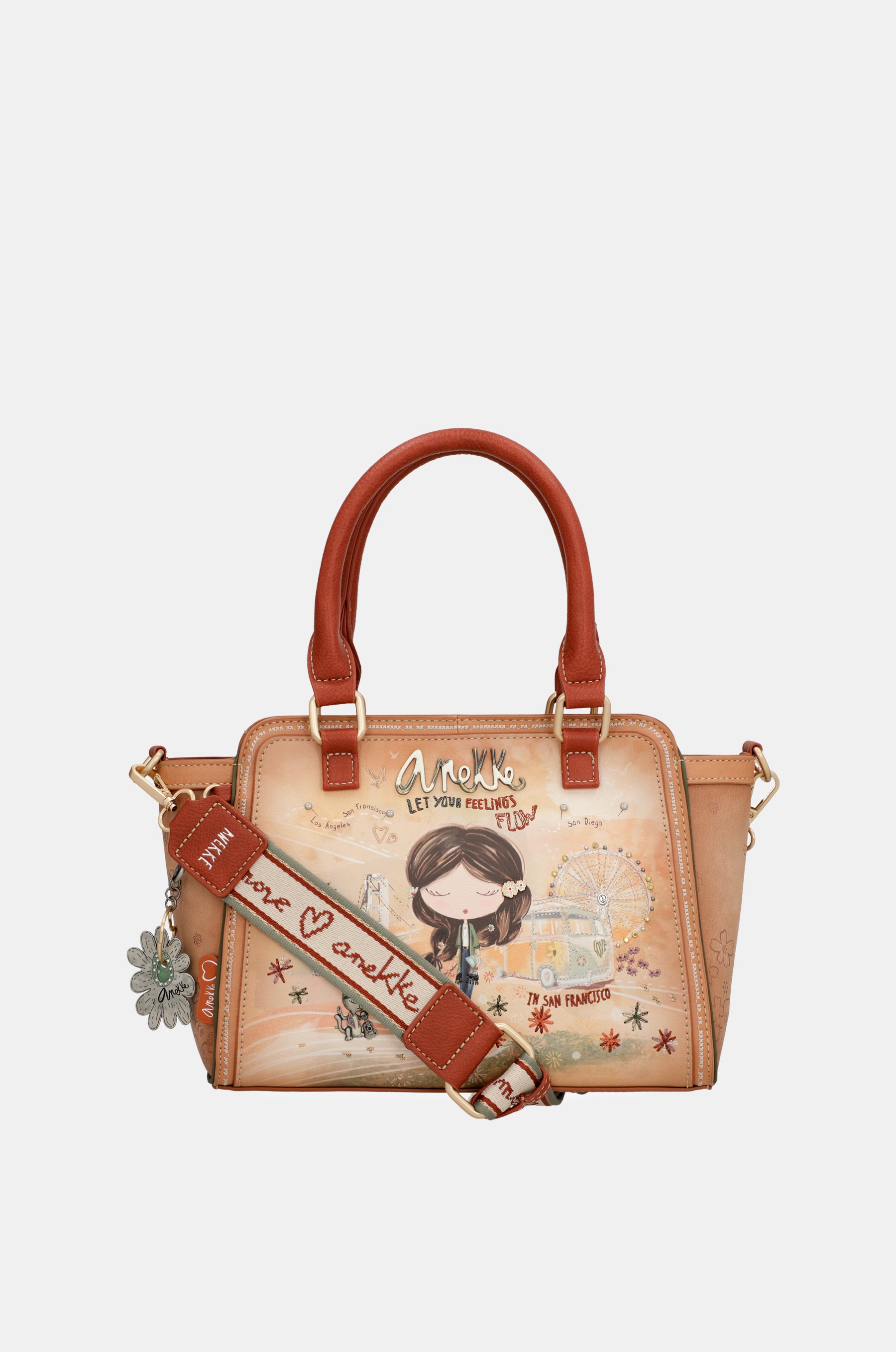 Borsa bowling cammello Peace & Love