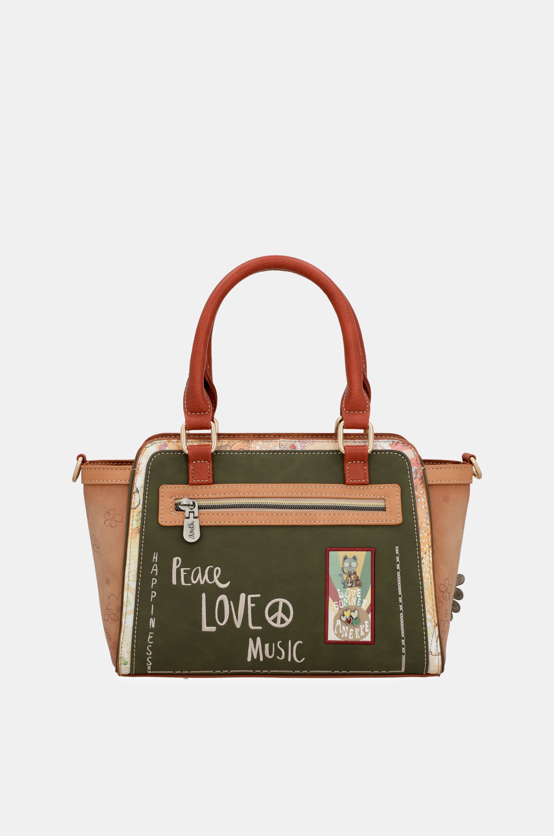 Borsa bowling cammello Peace & Love