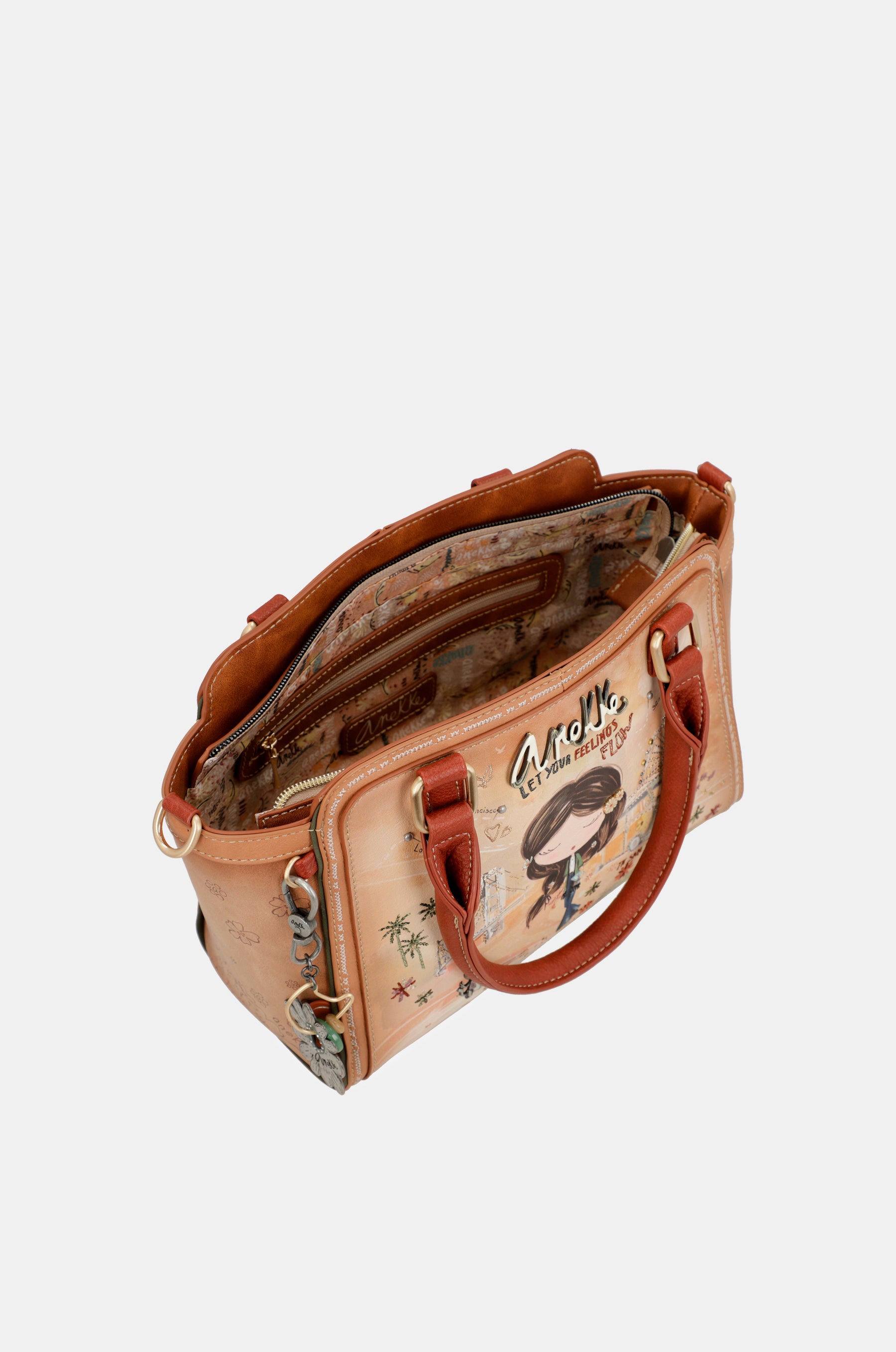 Borsa bowling cammello Peace & Love