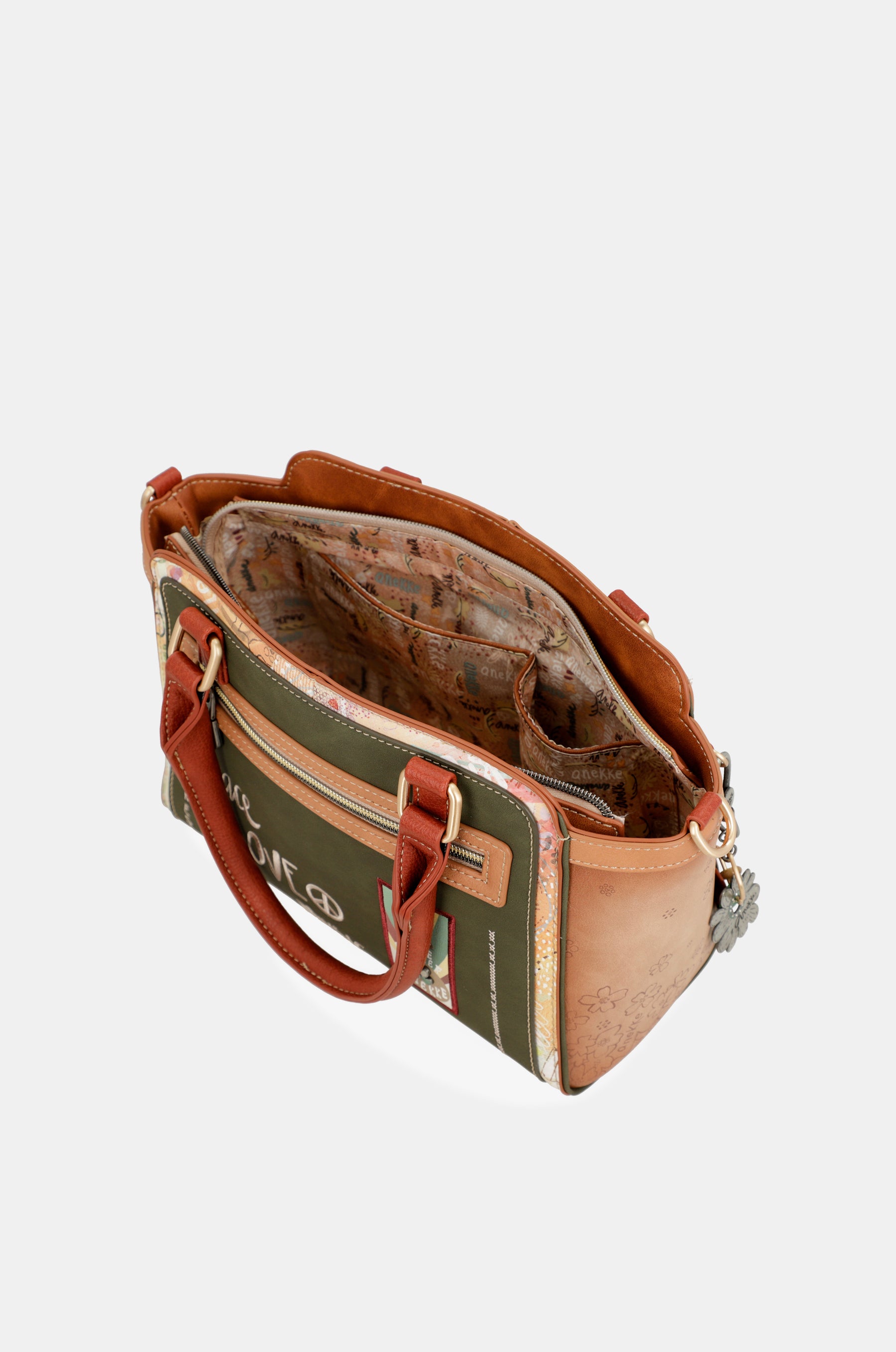 Borsa bowling cammello Peace & Love