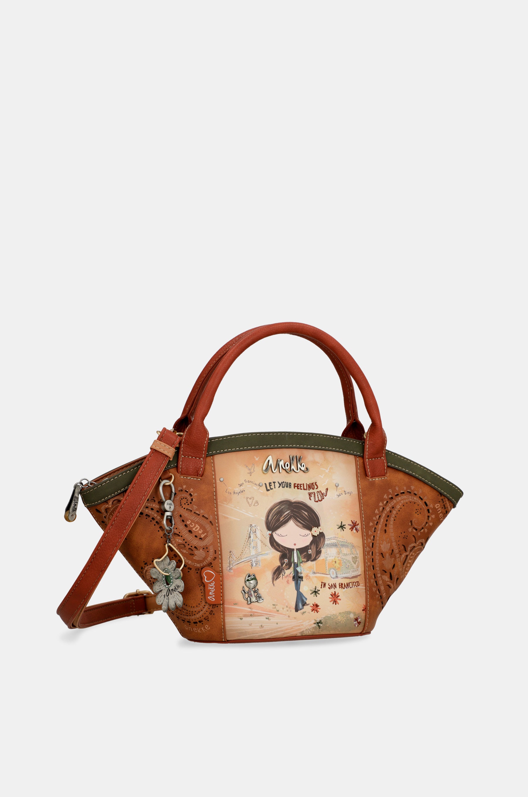 Borsa a cestino cammello Peace & Love