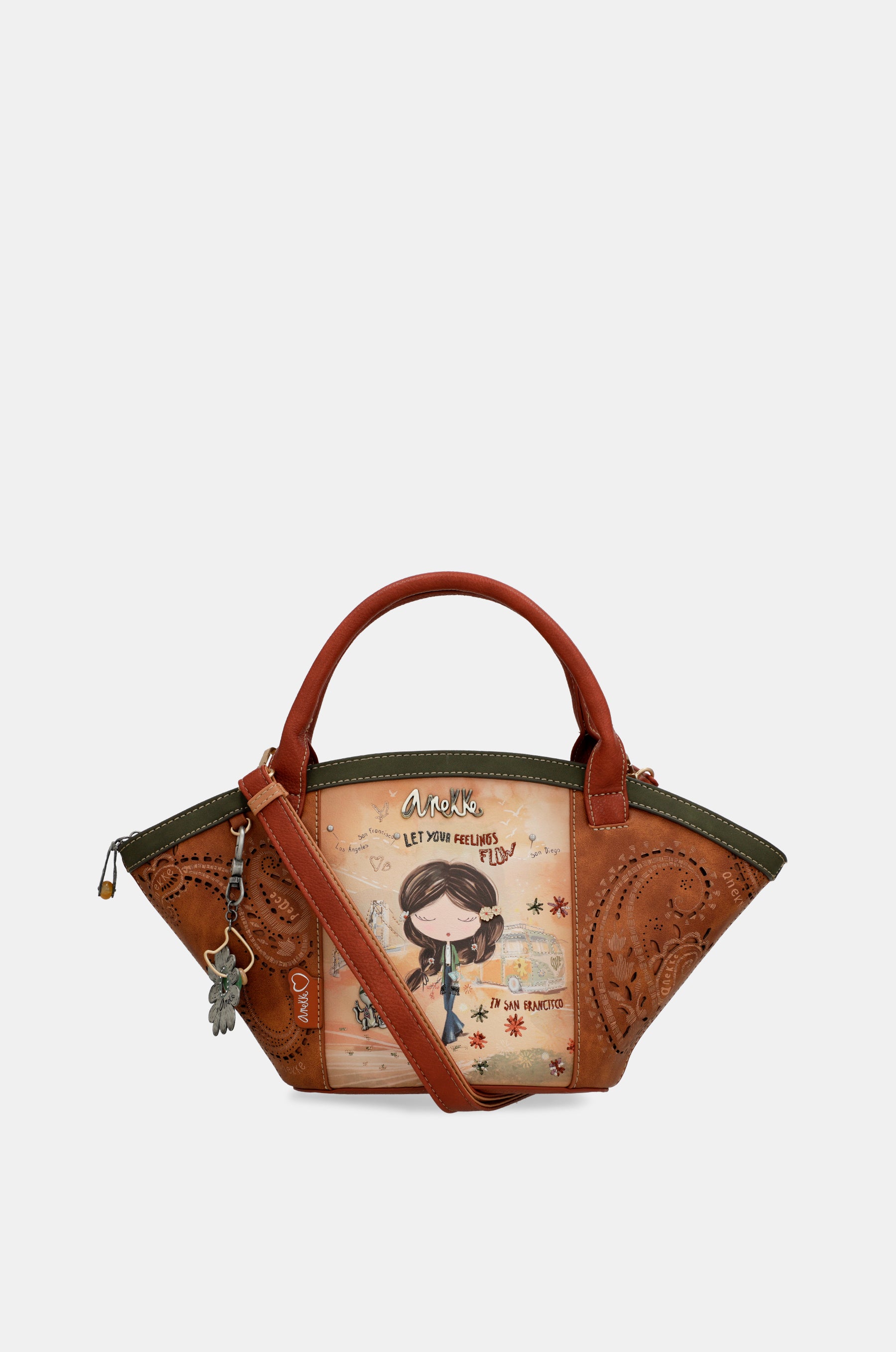 Borsa a cestino cammello Peace & Love