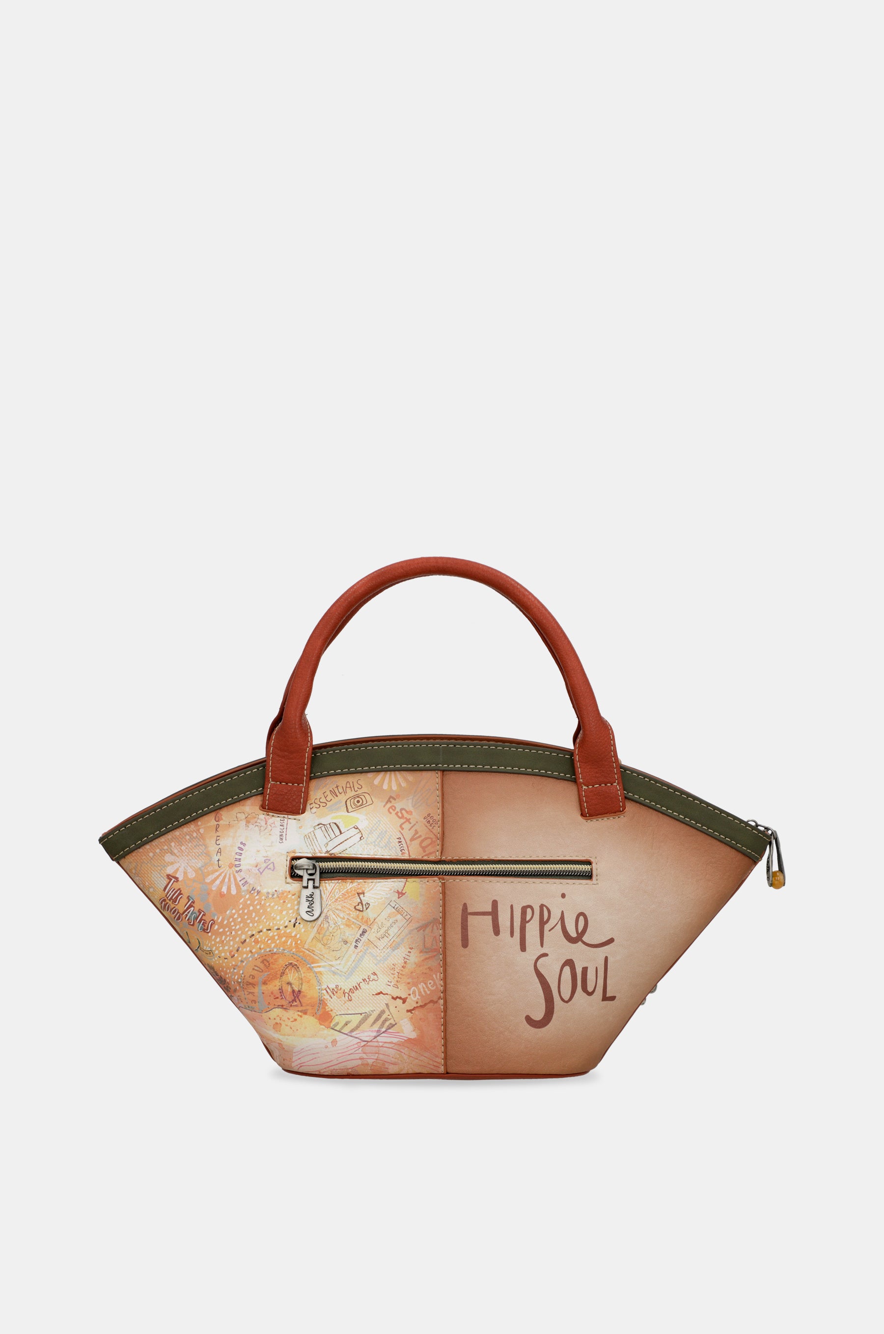 Borsa a cestino cammello Peace & Love