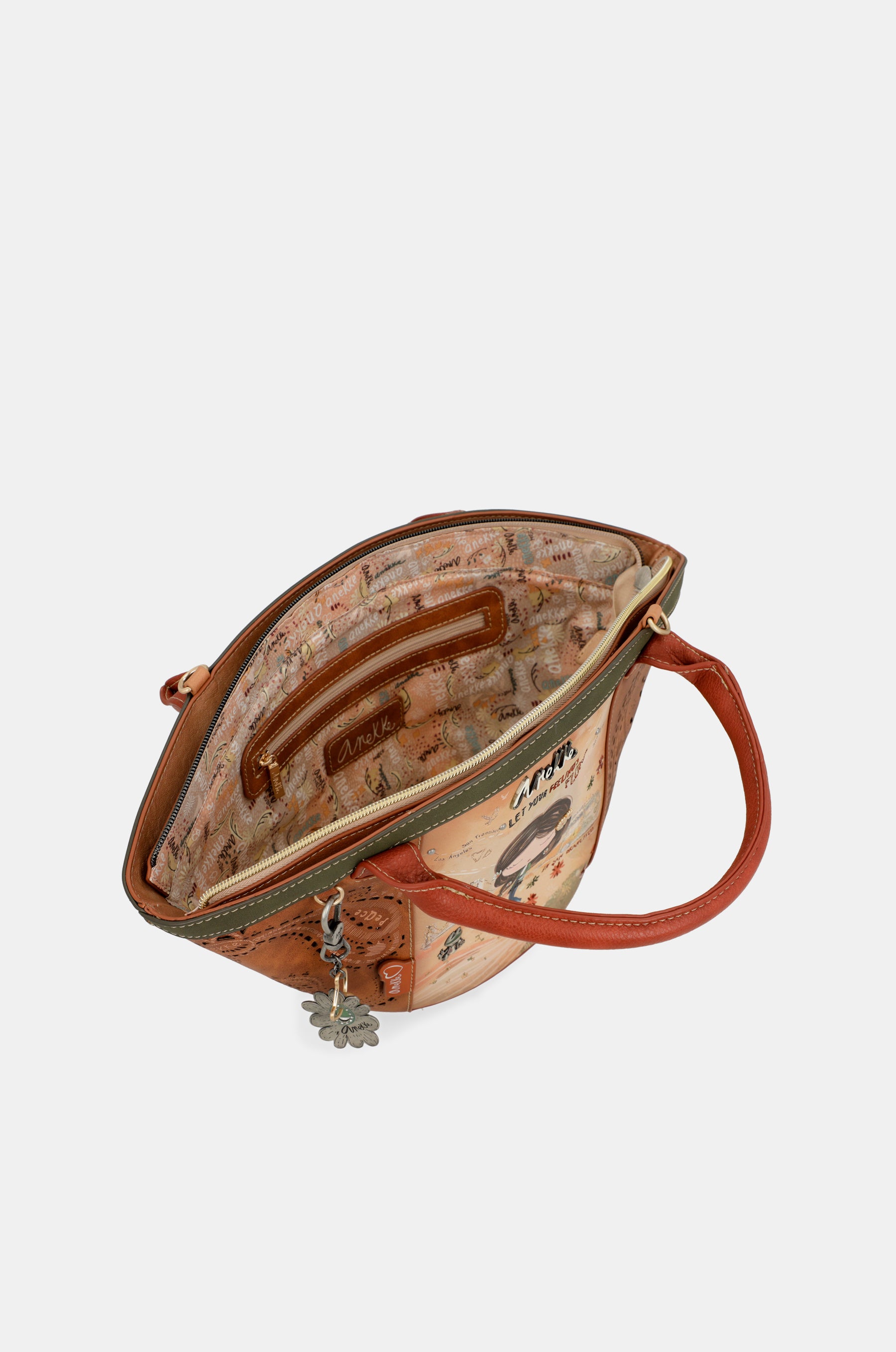 Borsa a cestino cammello Peace & Love