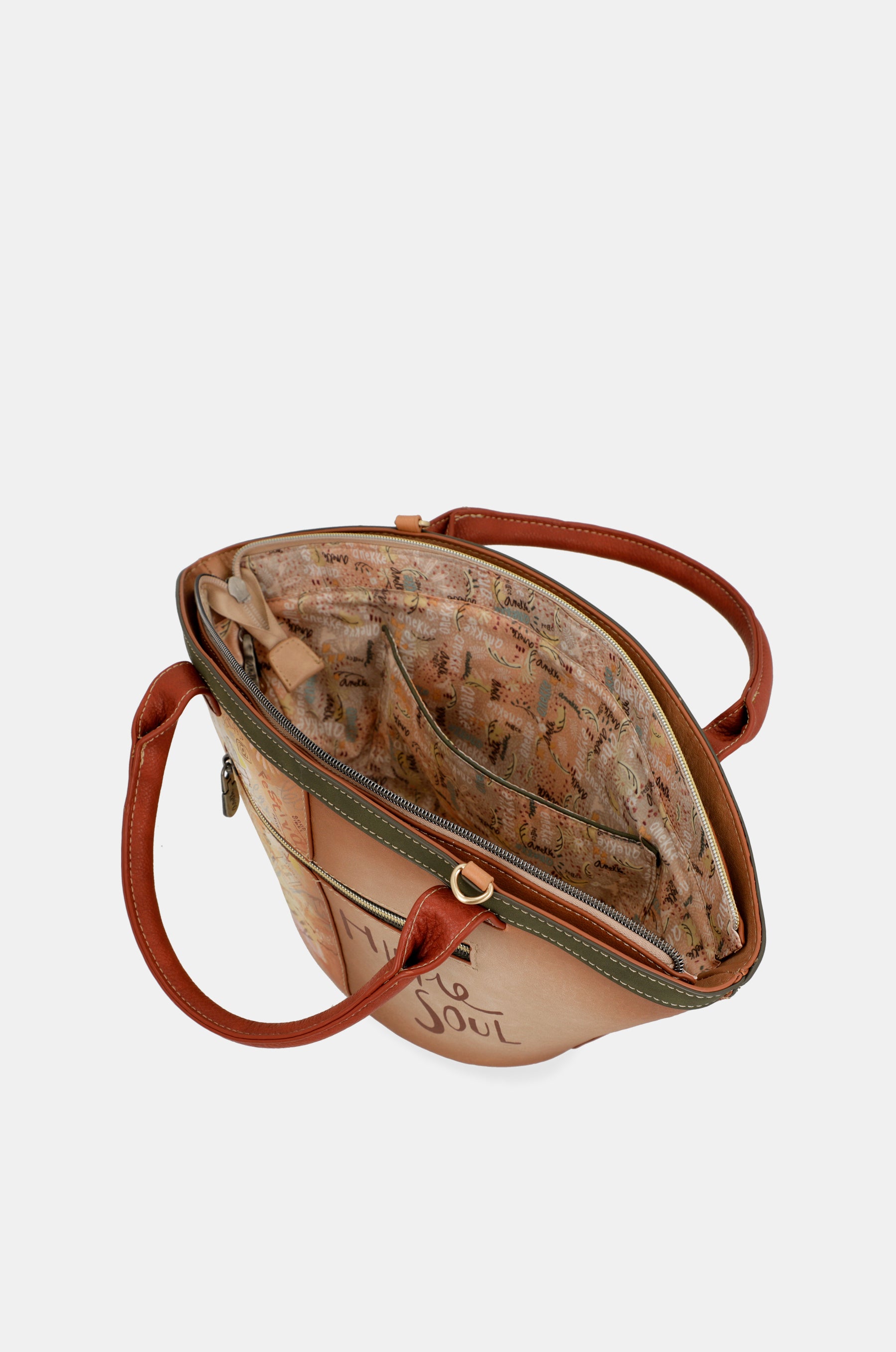 Borsa a cestino cammello Peace & Love