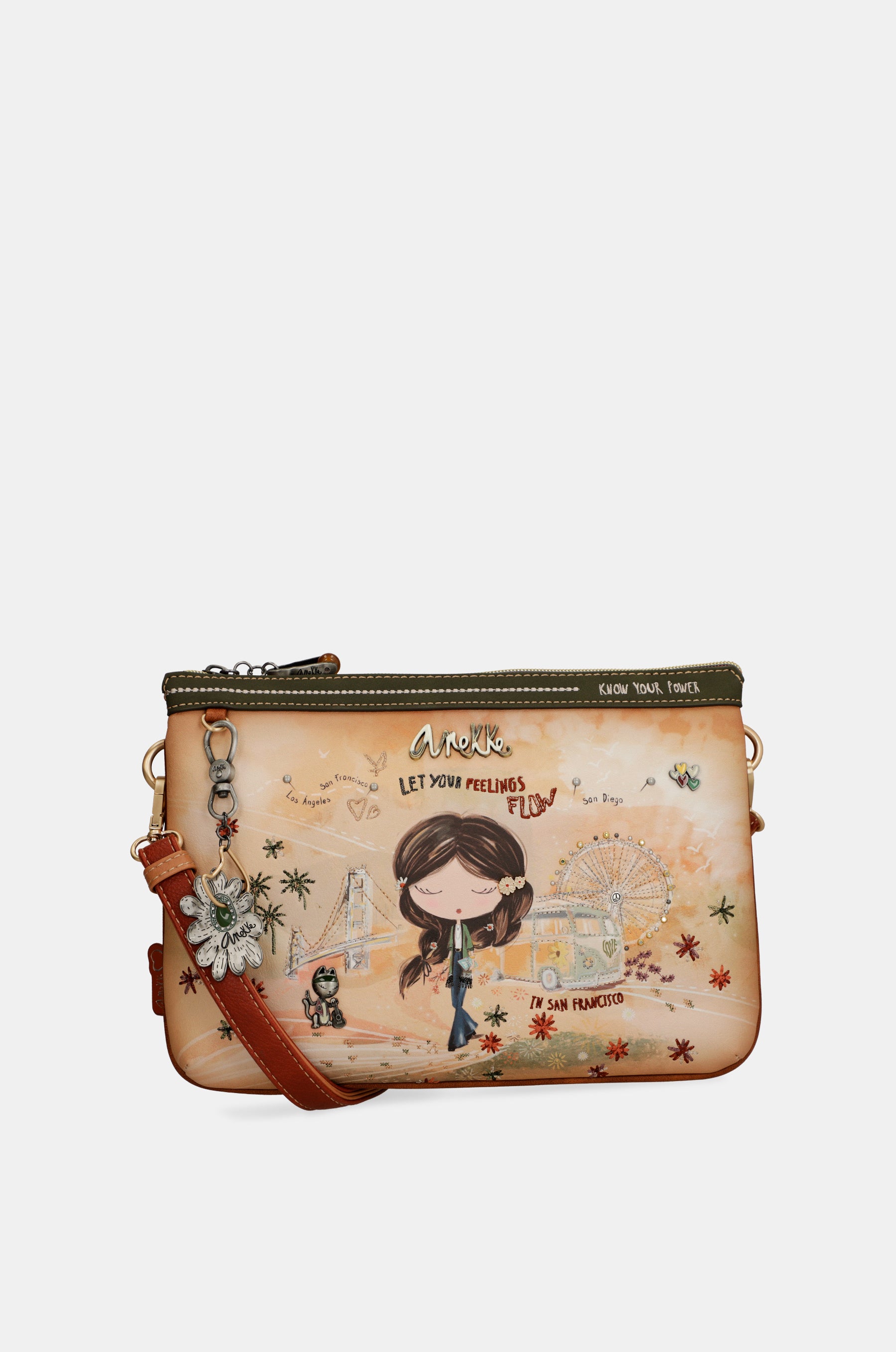 Borsa a tracolla con stampa cammello Peace & Love