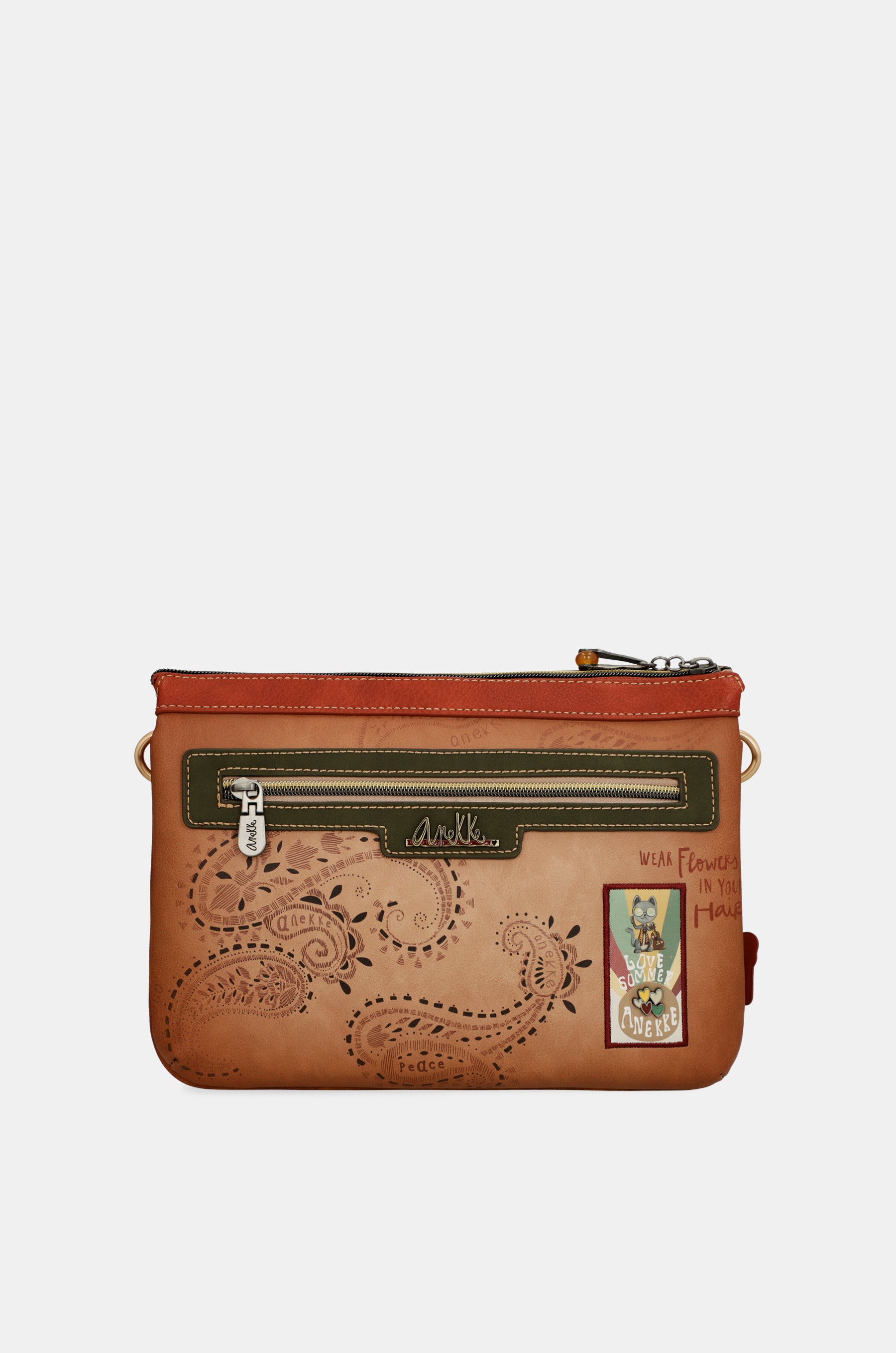 Borsa a tracolla con stampa cammello Peace & Love