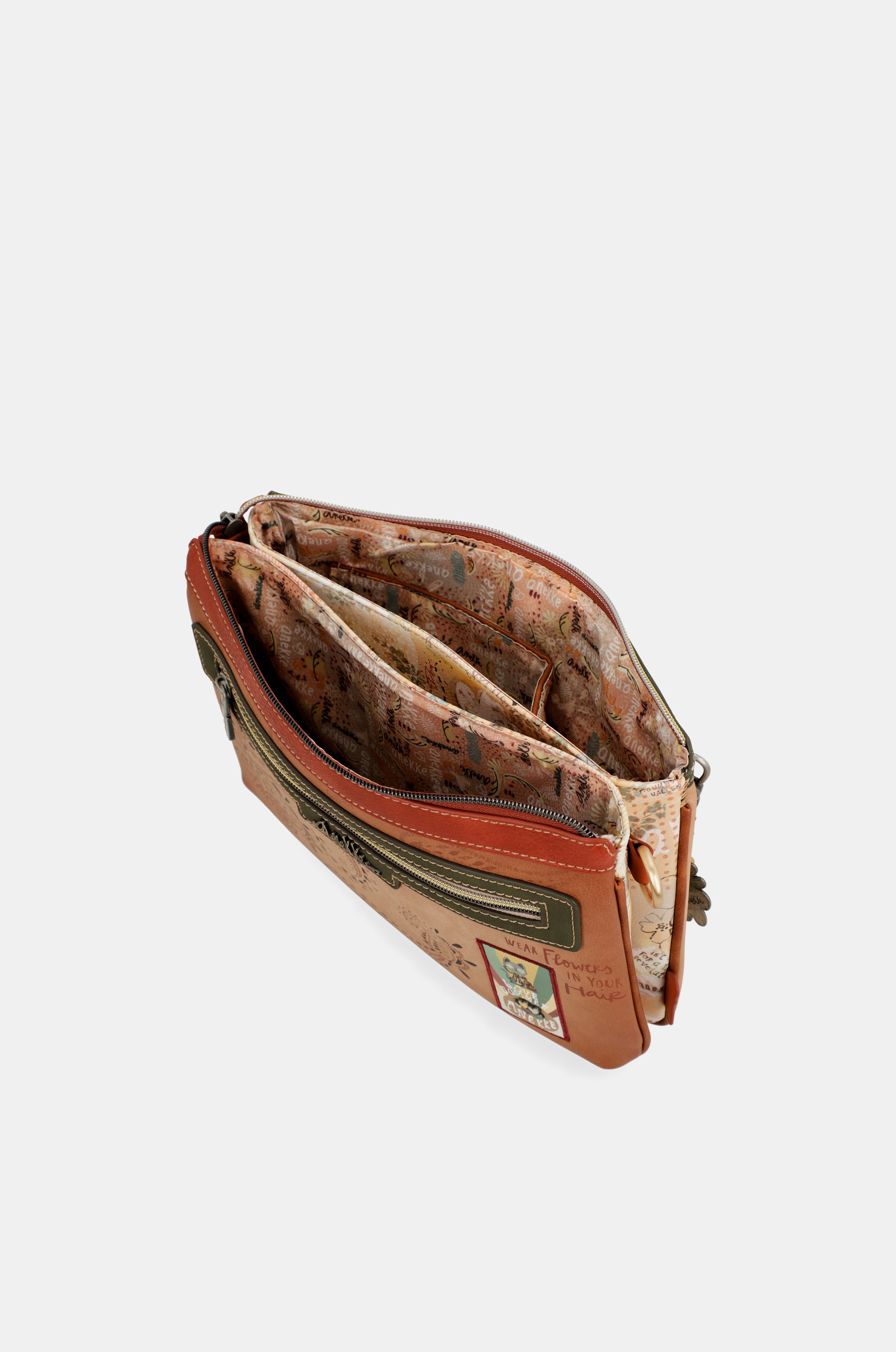 Borsa a tracolla con stampa cammello Peace & Love