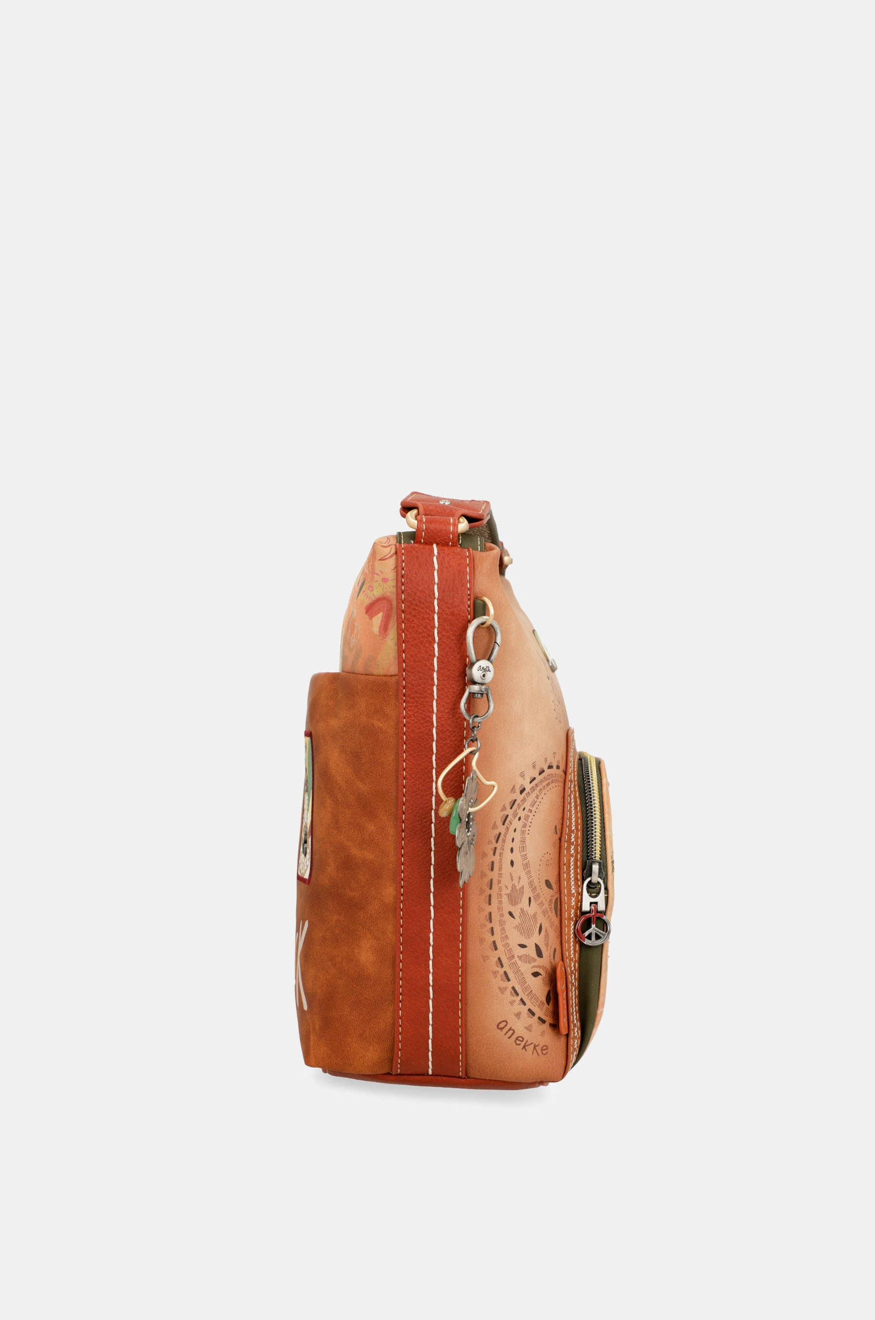 Borsa a tracolla grande color cammello Peace & Love