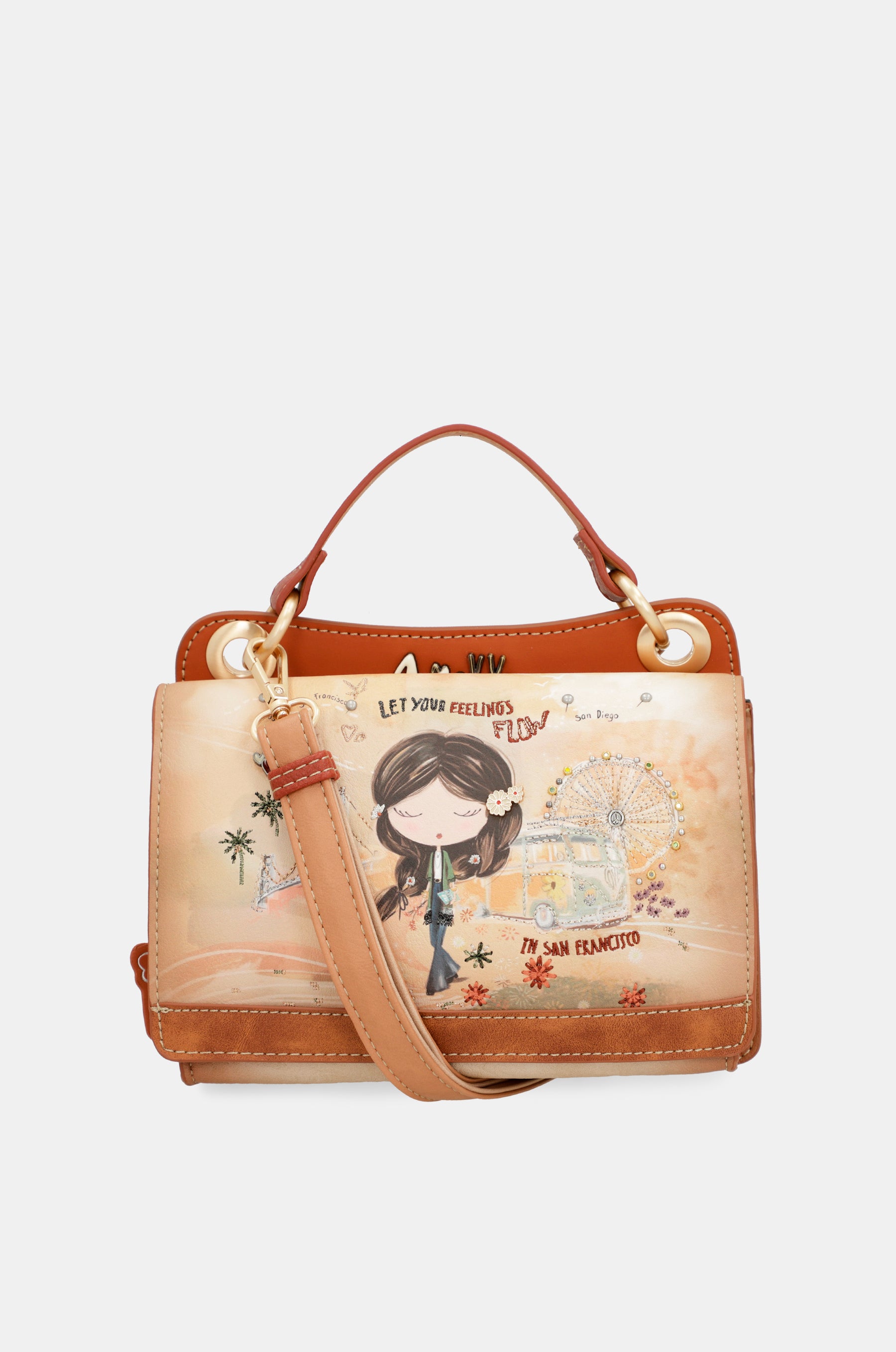 Mini borsa cammello Peace & Love