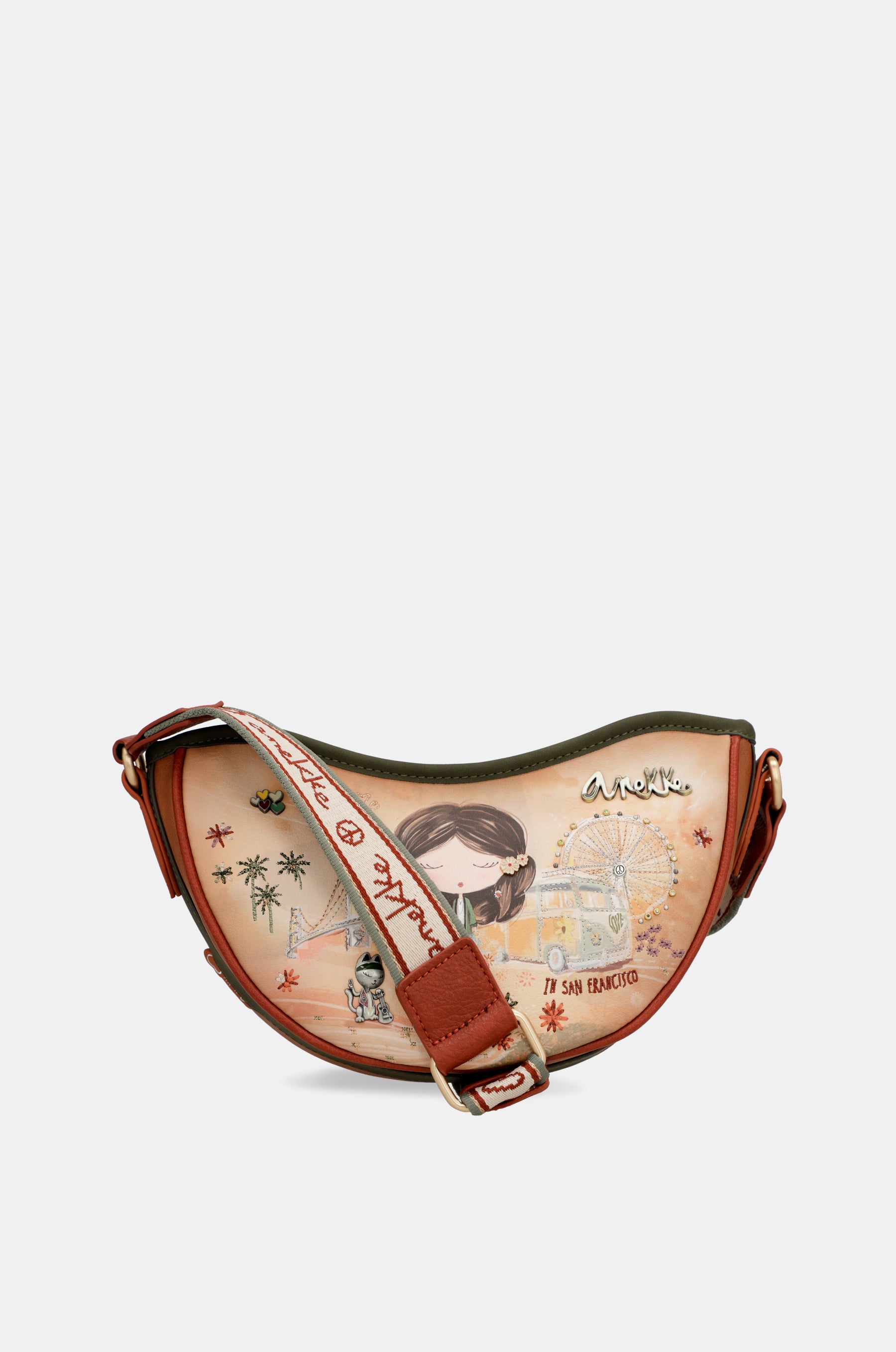 Borsa ovale cammello Peace & Love