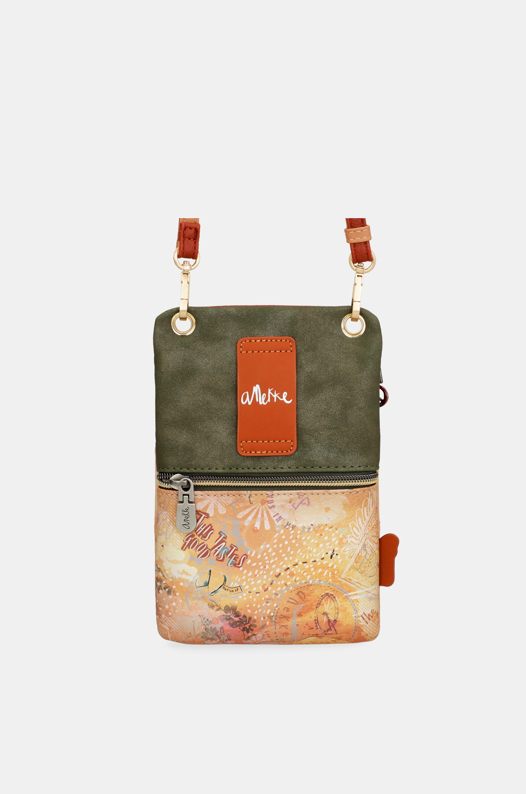 Borsa a tracolla mini color cammello Peace & Love