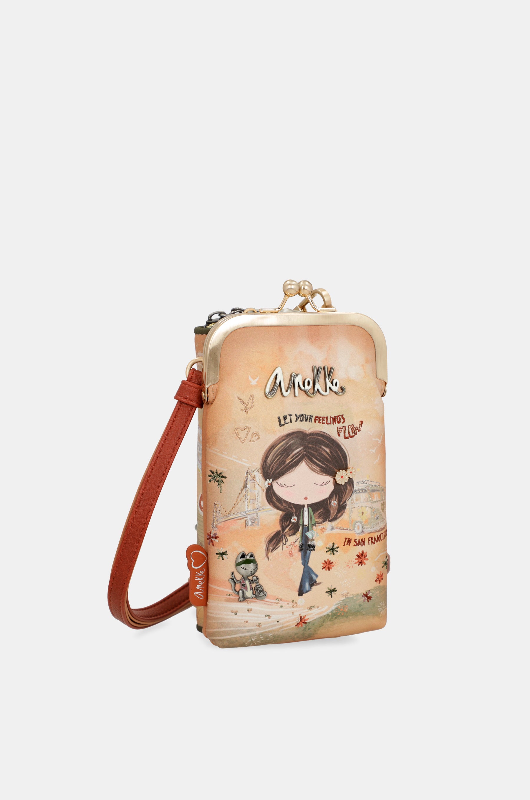 Peace & Love cammello 3-in-1 RFID portafoglio borsa