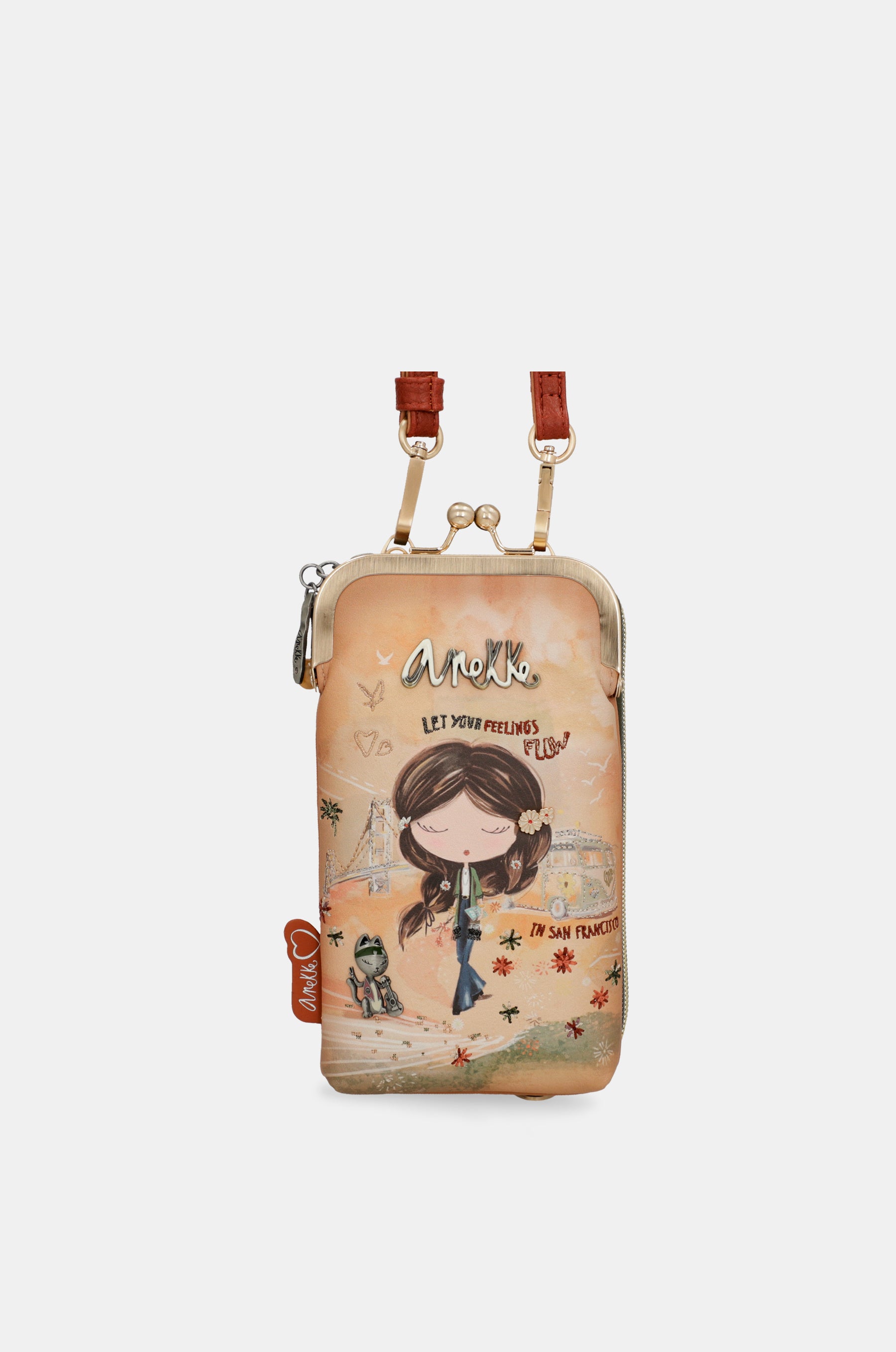 Peace & Love cammello 3-in-1 RFID portafoglio borsa