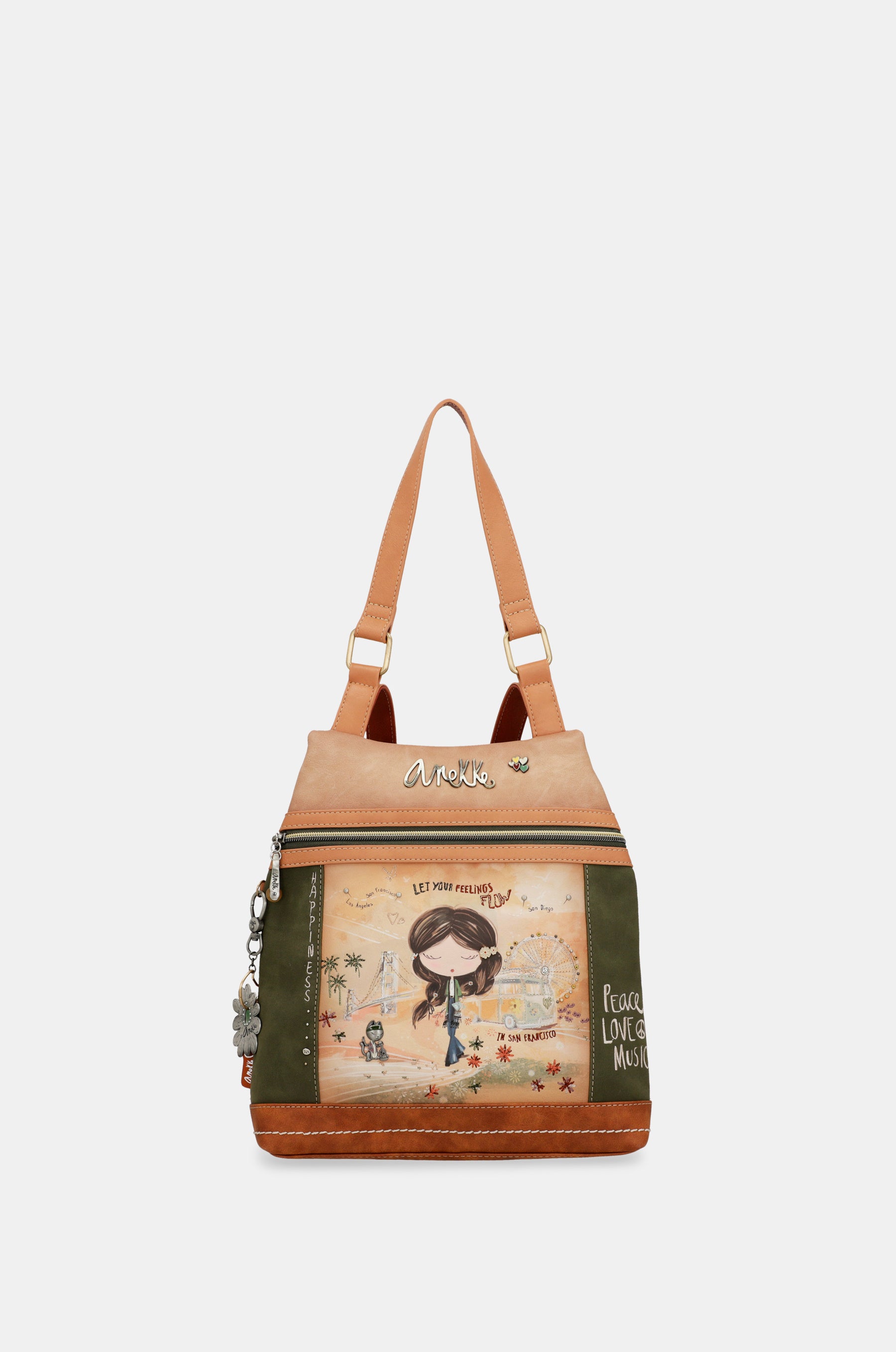 Zaino antifurto Anekke Peace & Love cammello