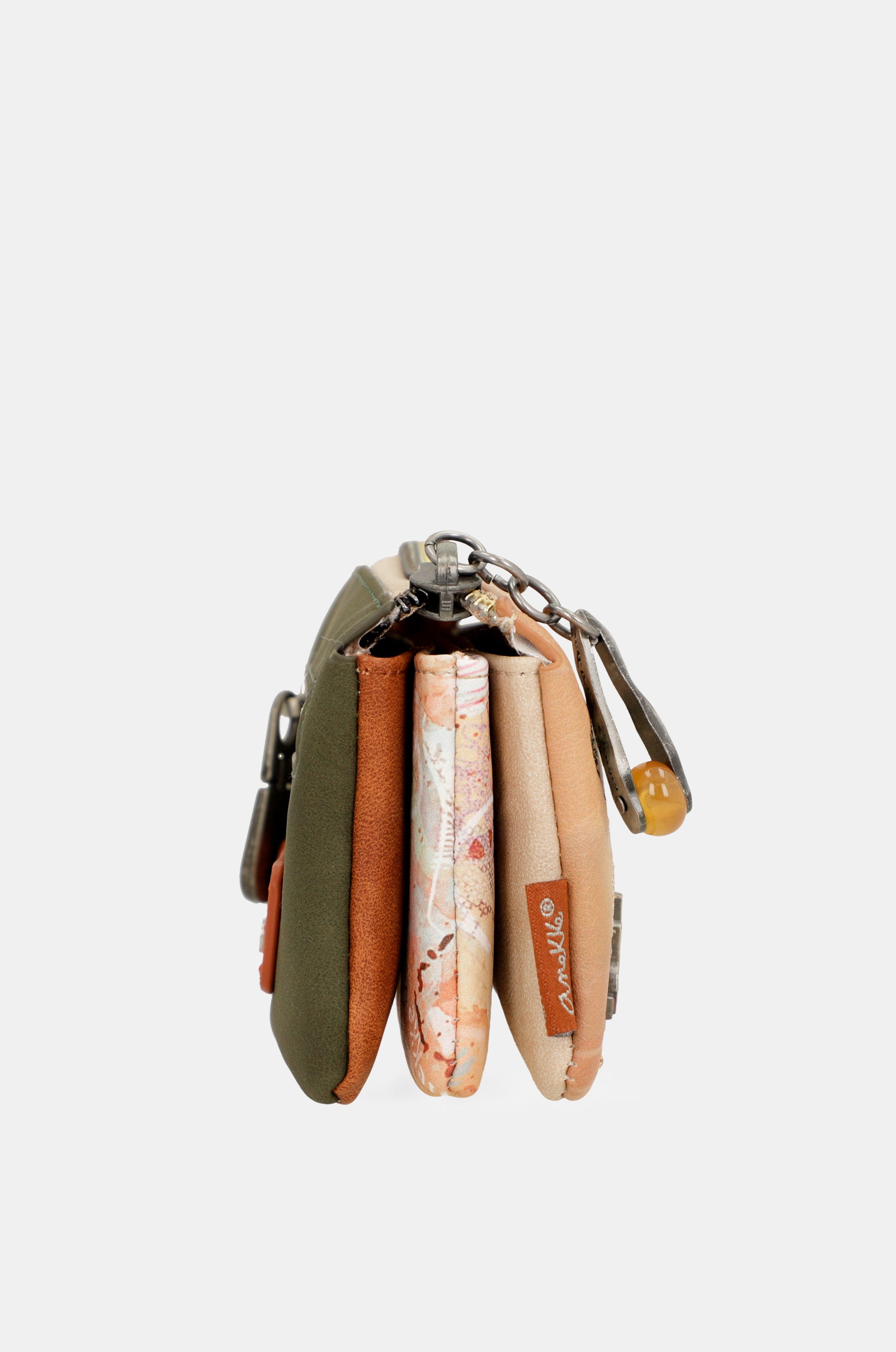 Peace & Love cammello portamonete a 3 scomparti