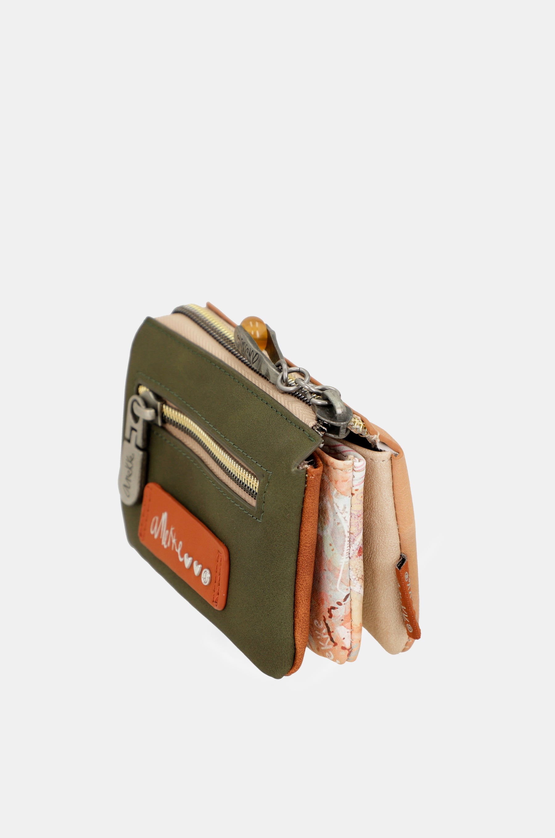 Peace & Love cammello portamonete a 3 scomparti