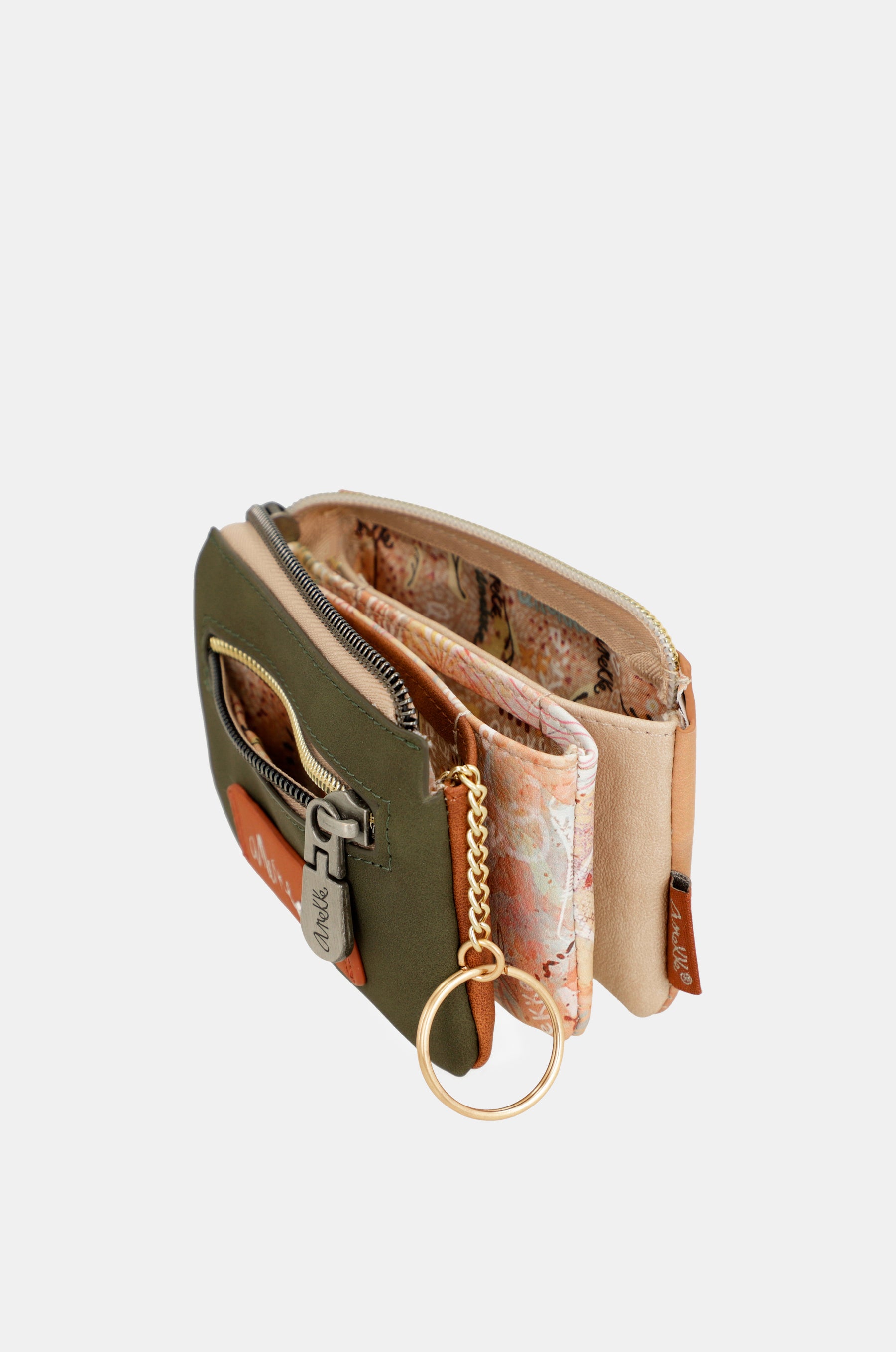 Peace & Love cammello portamonete a 3 scomparti