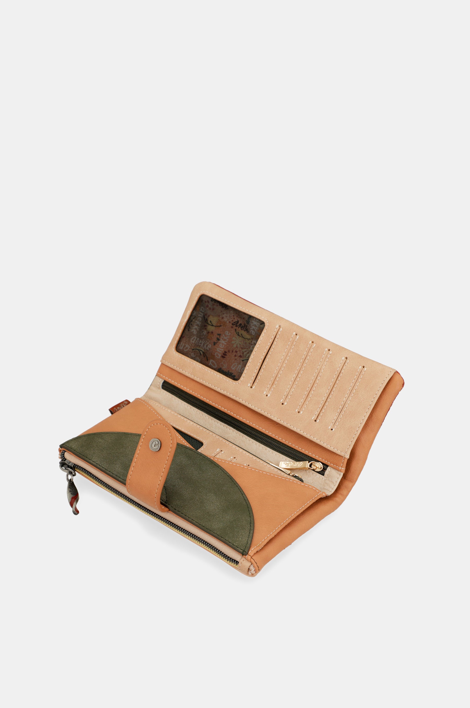 Portafoglio RFID grande cammello Peace & Love