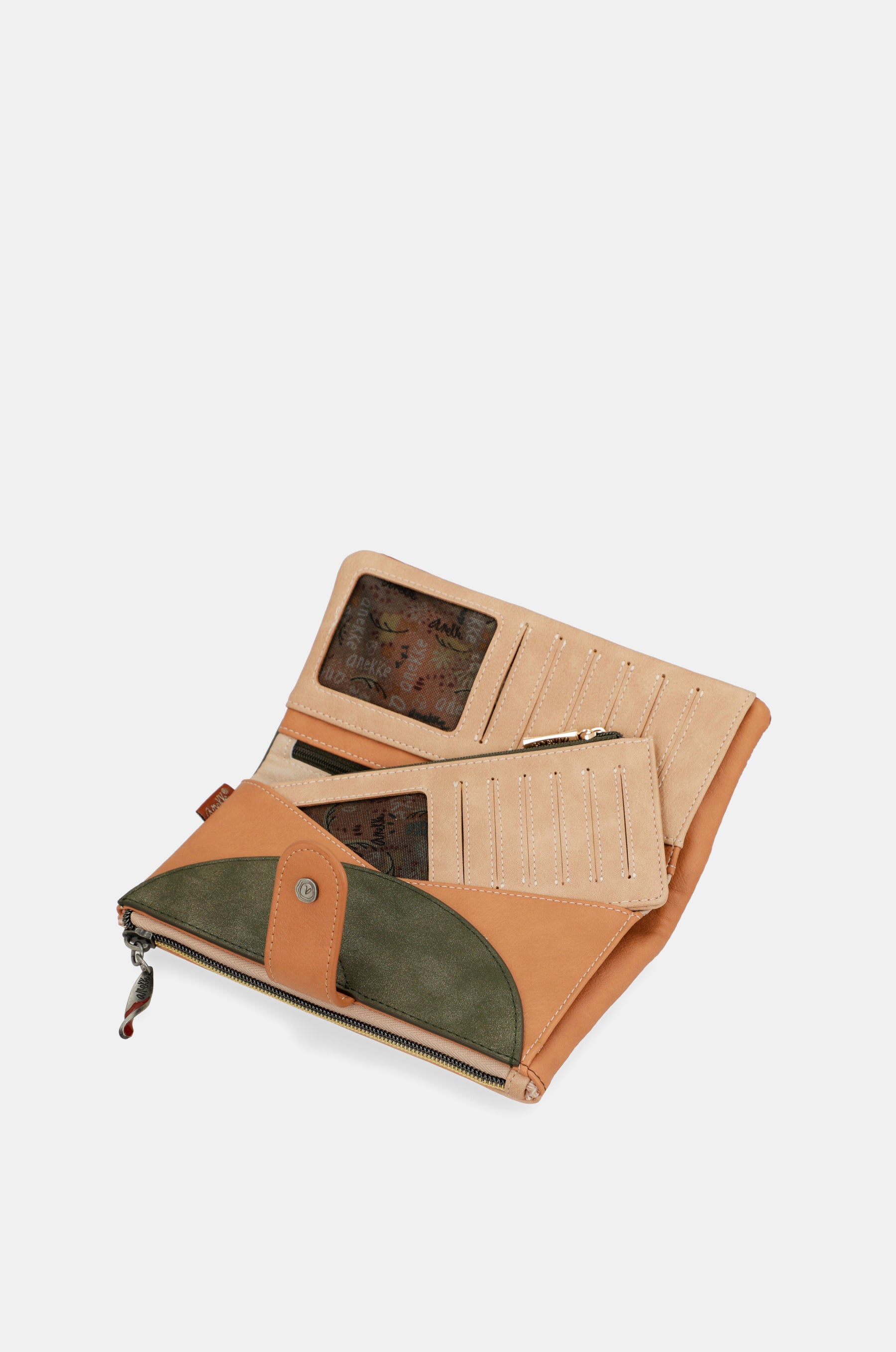 Portafoglio RFID grande cammello Peace & Love