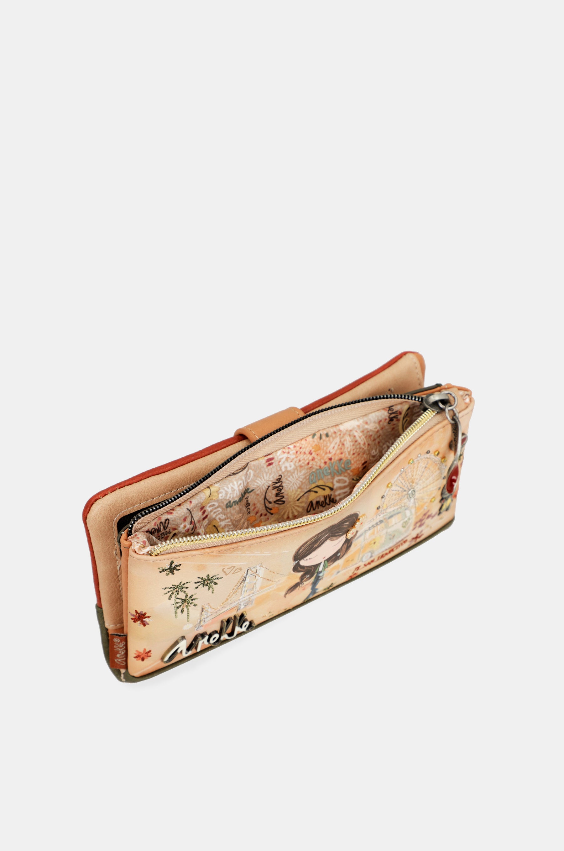 Portafoglio RFID grande cammello Peace & Love