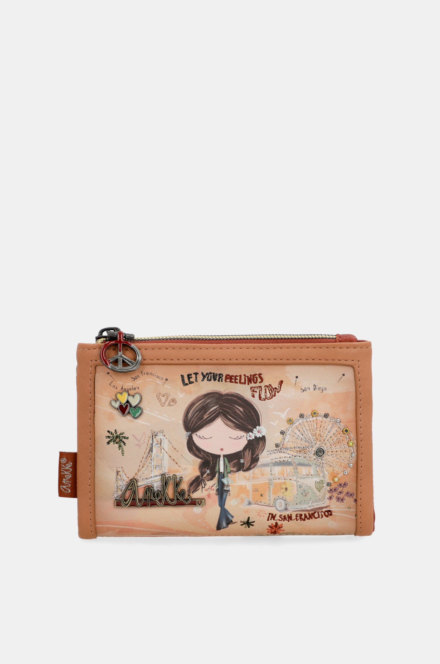 Portafoglio RFID piccolo cammello Peace & Love