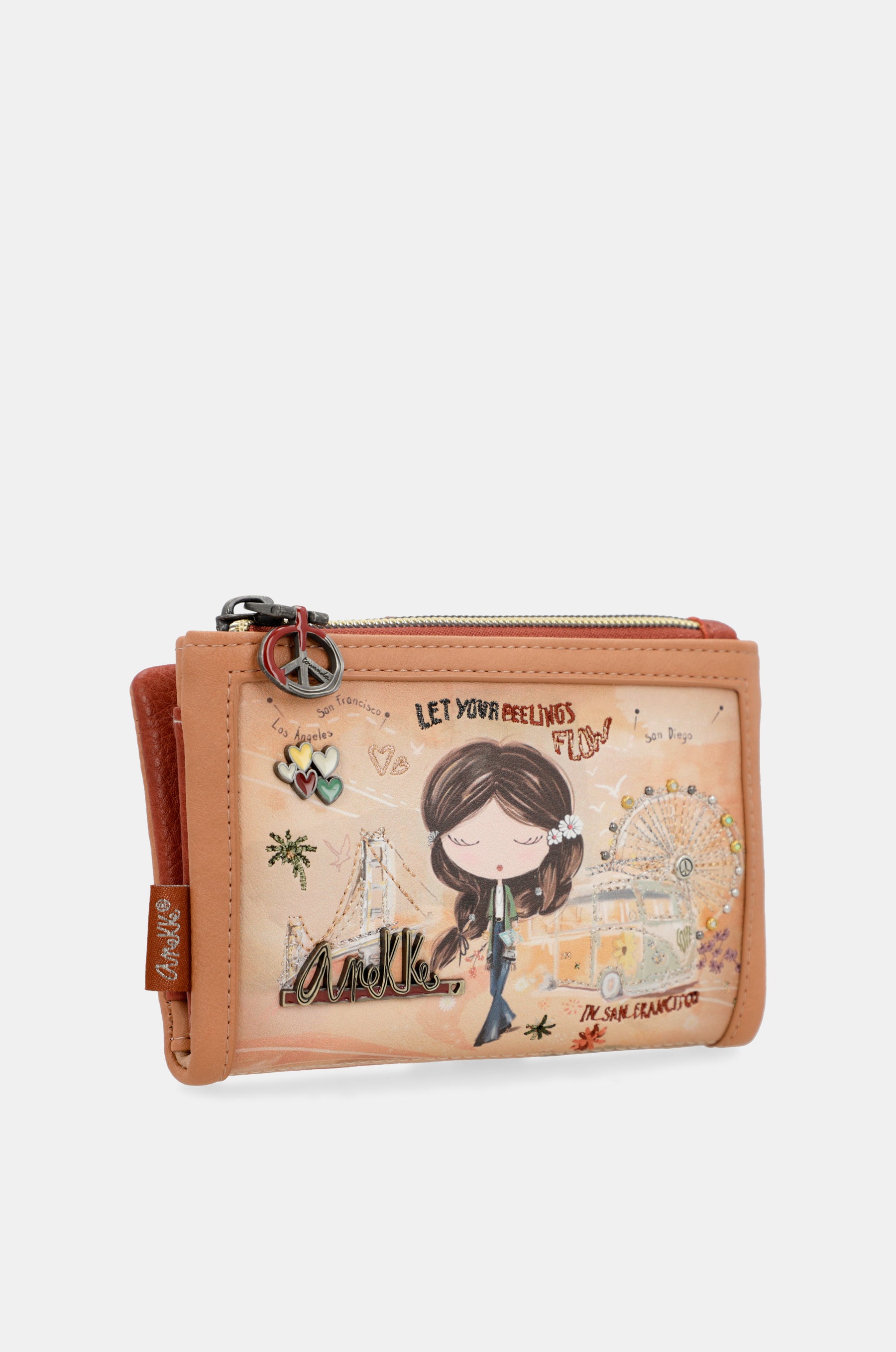 Portafoglio RFID piccolo cammello Peace & Love