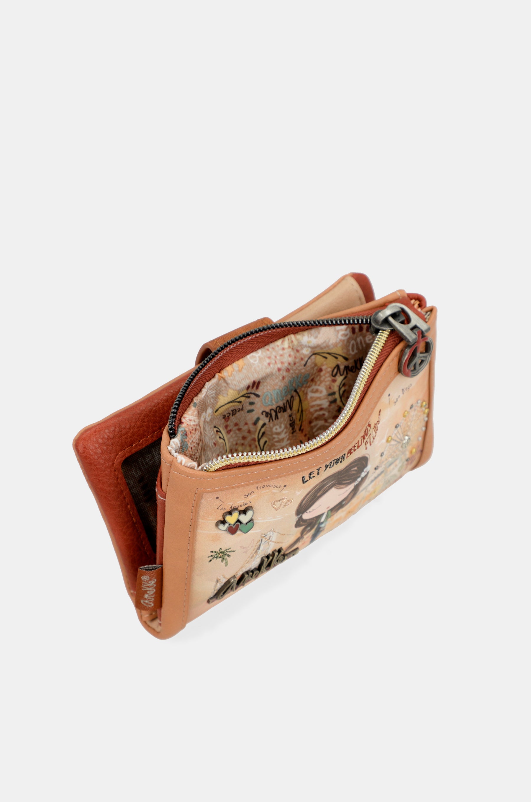 Portafoglio RFID piccolo cammello Peace & Love