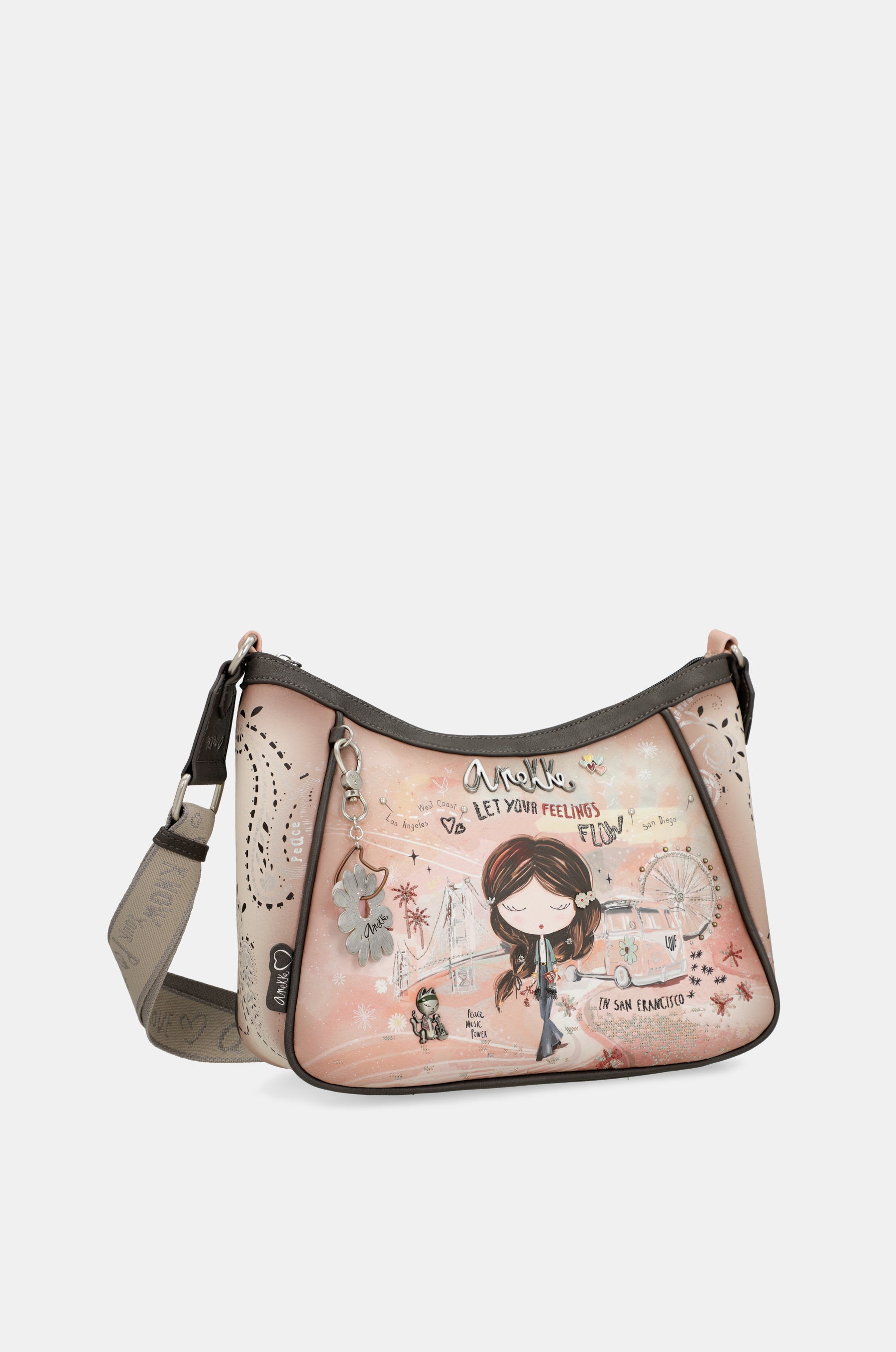 Borsa a tracolla rosa Peace & Love
