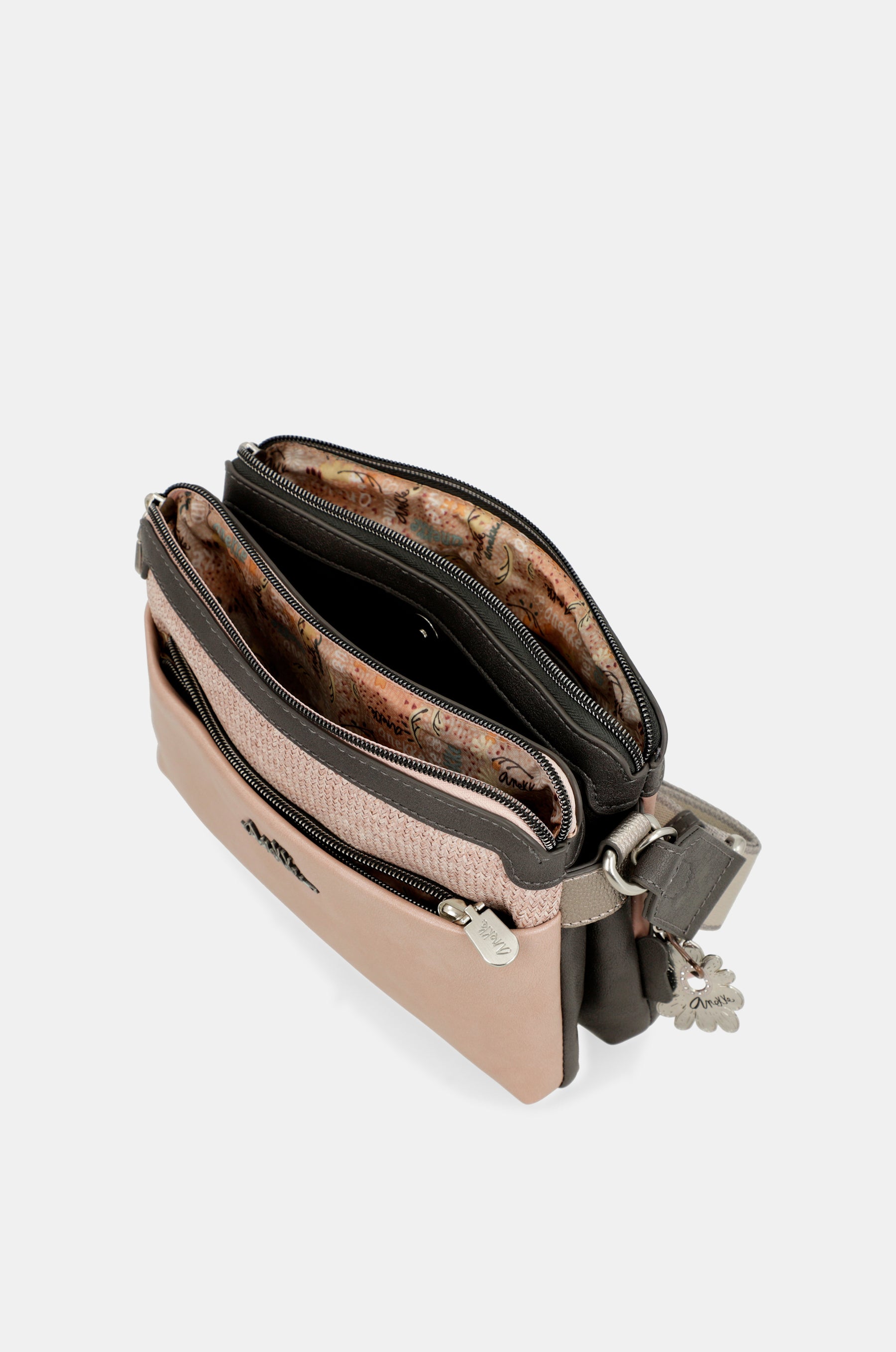 Borsa a tracolla rosa Peace & Love a 2 scomparti