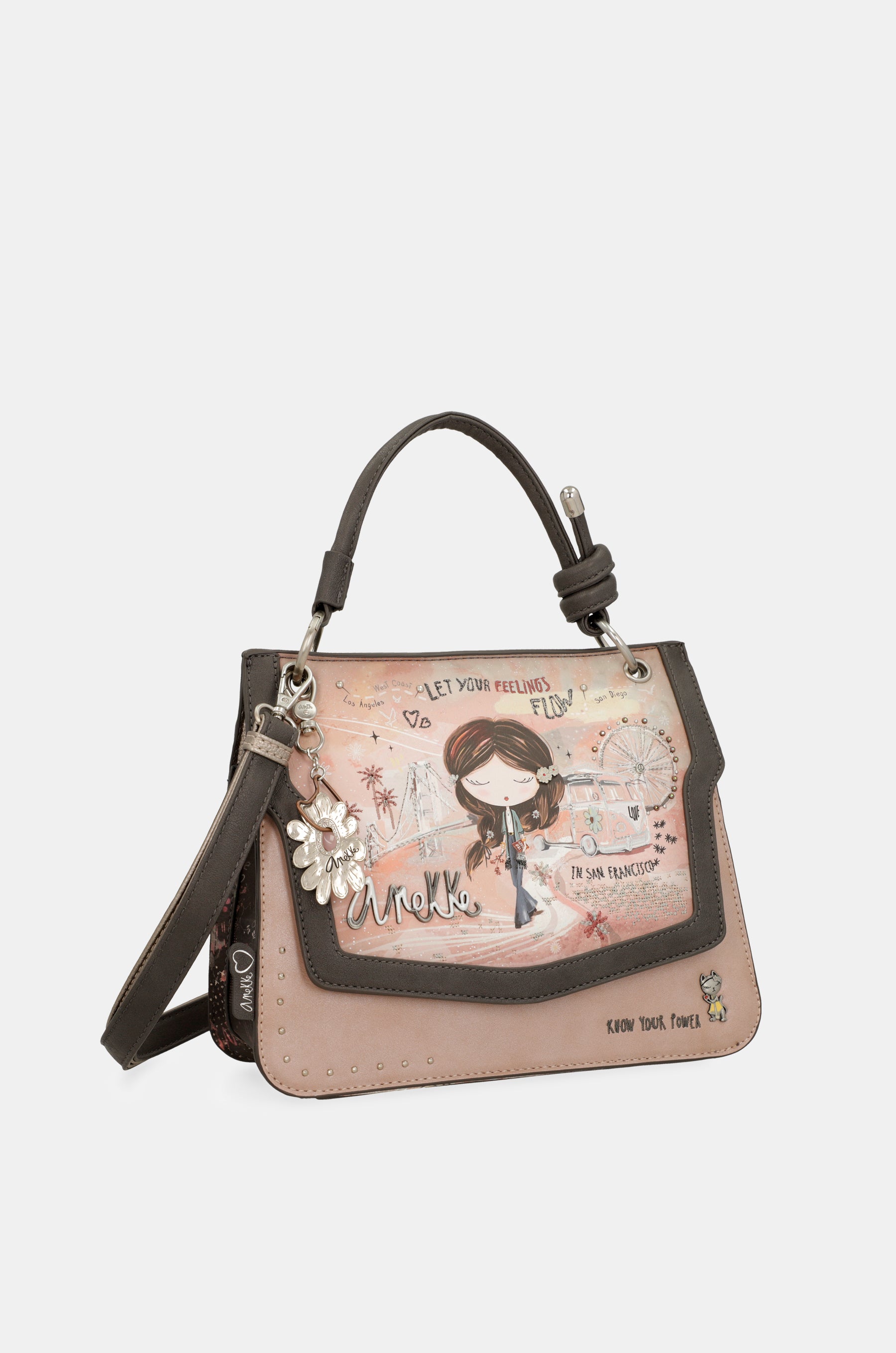 Borsa con patta rosa Peace & Love