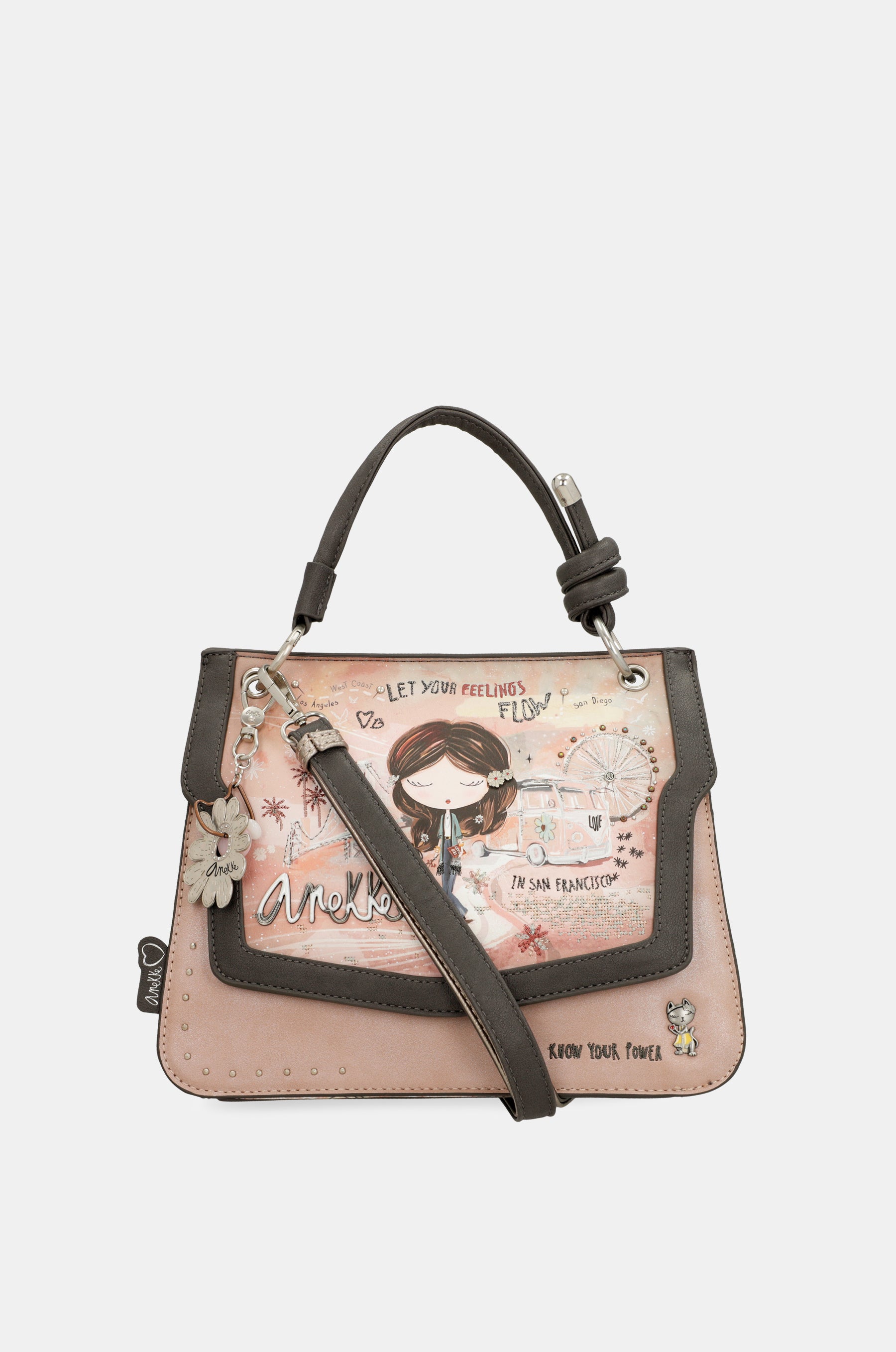 Borsa con patta rosa Peace & Love
