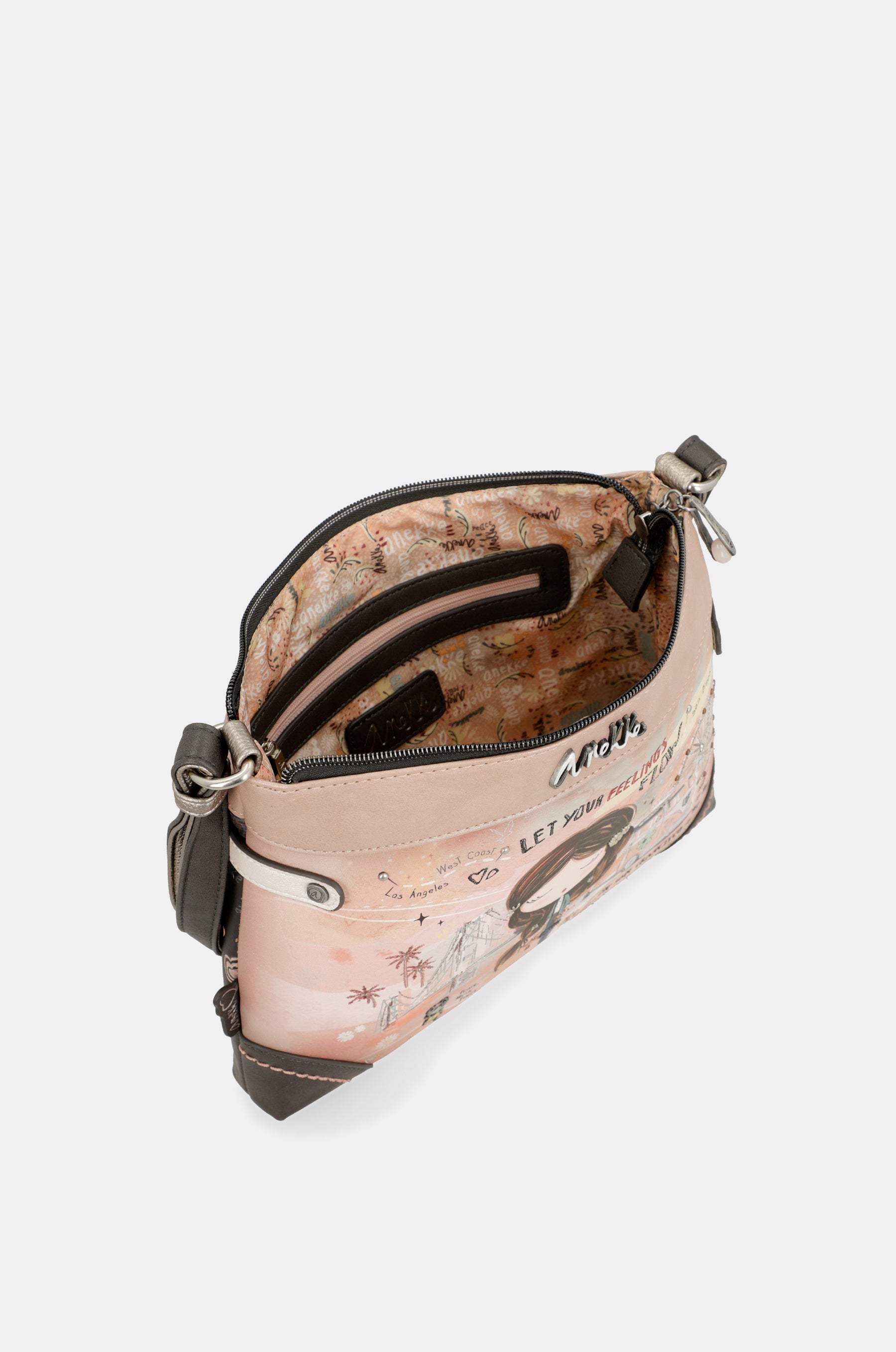 Borsa a tracolla rosa Peace & Love media