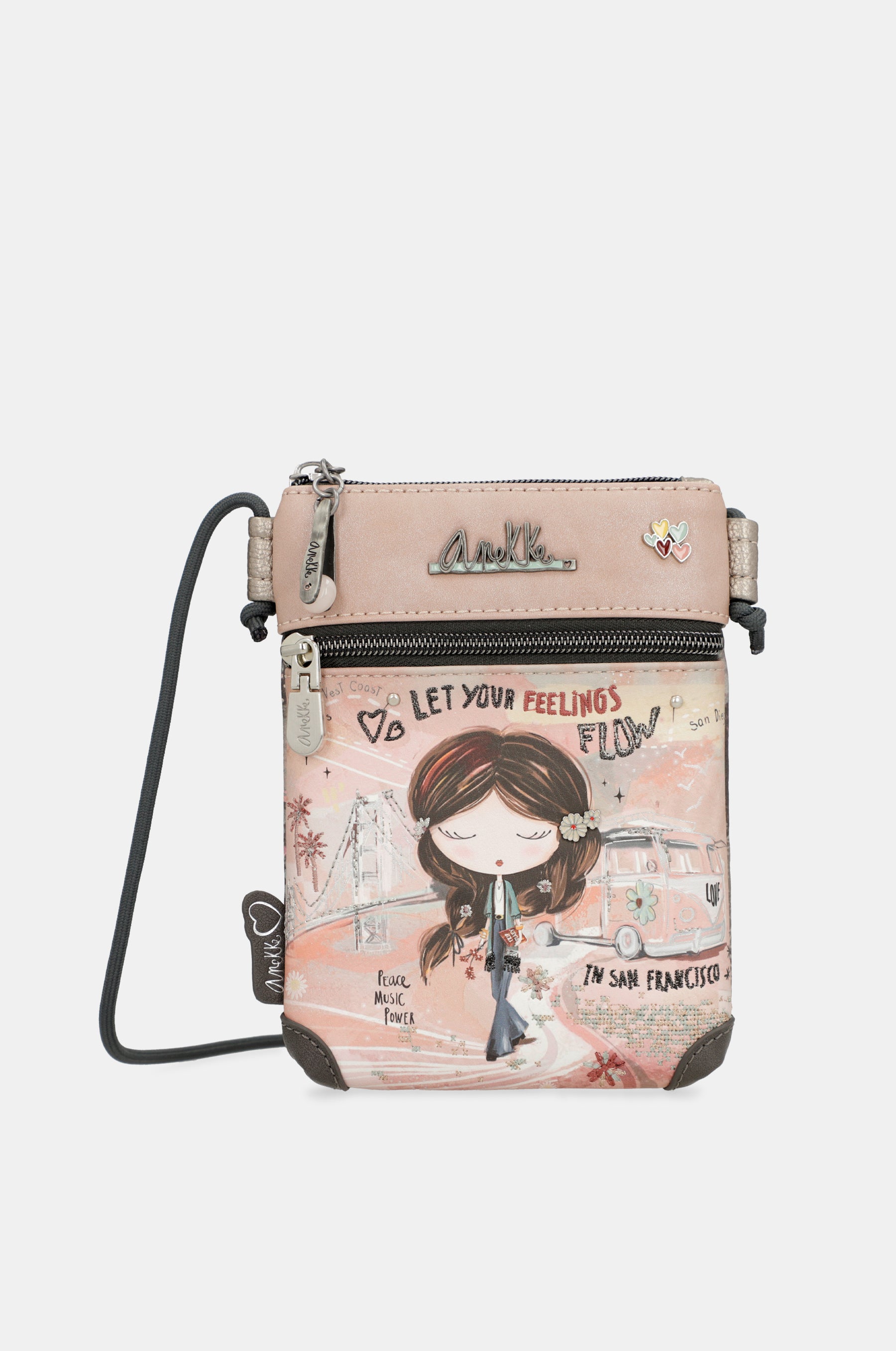 Borsa a tracolla rosa Peace & Love