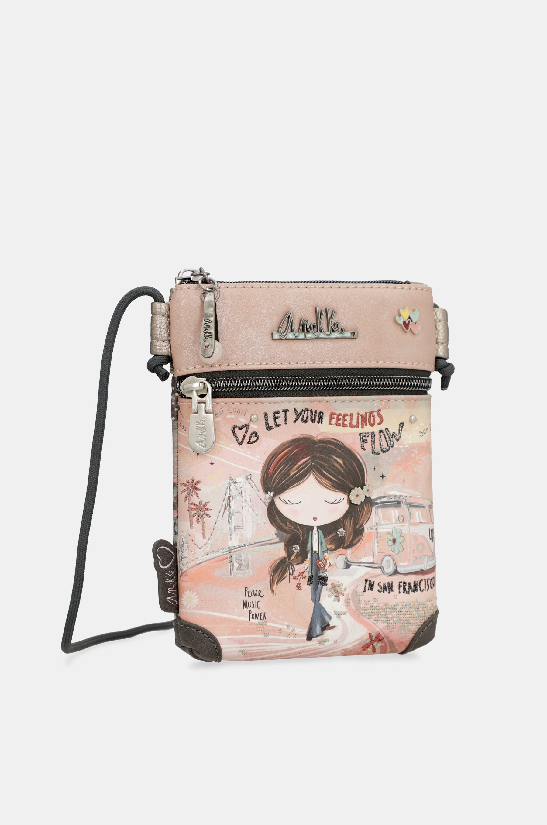 Borsa a tracolla rosa Peace & Love