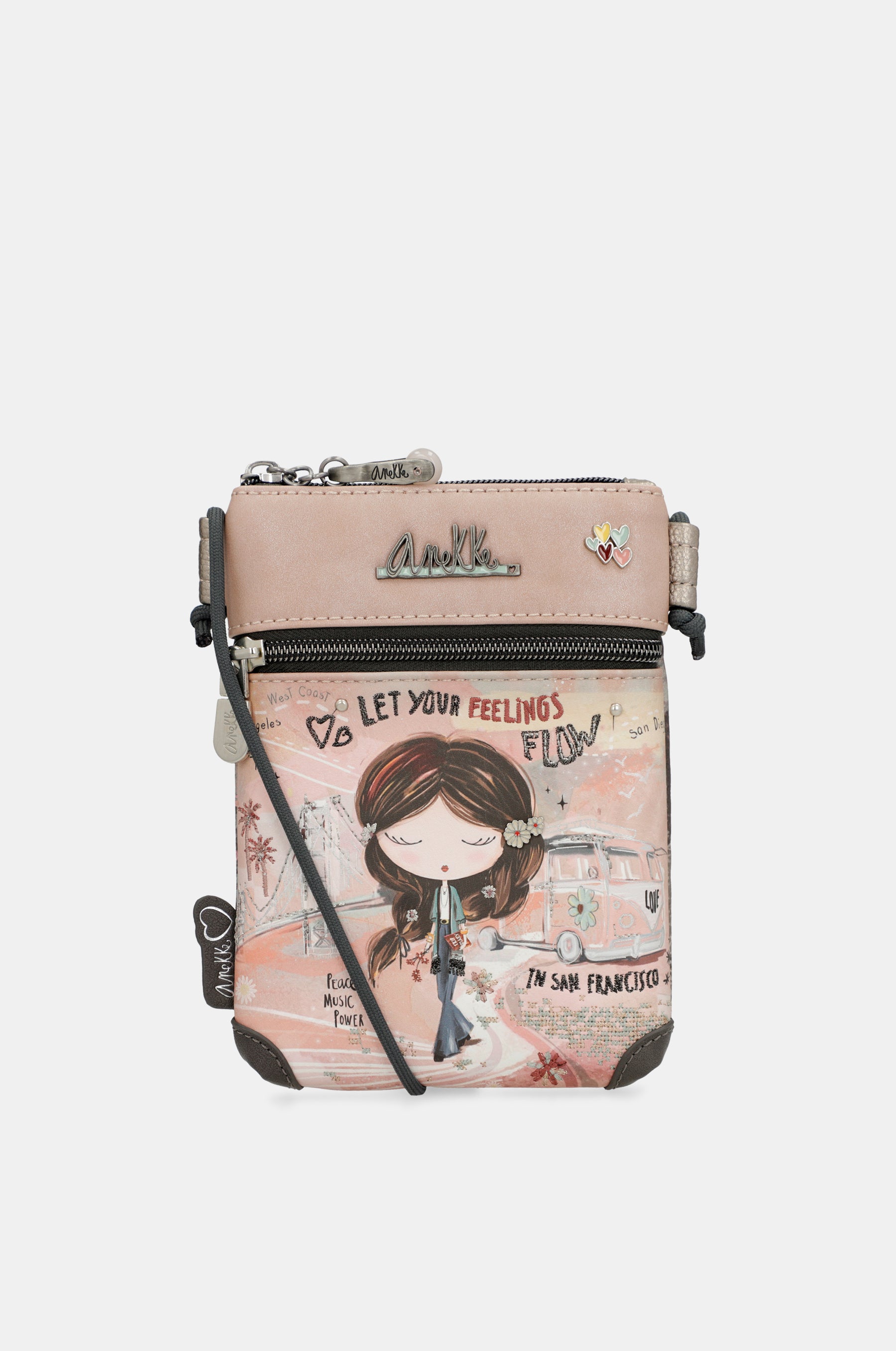 Borsa a tracolla rosa Peace & Love