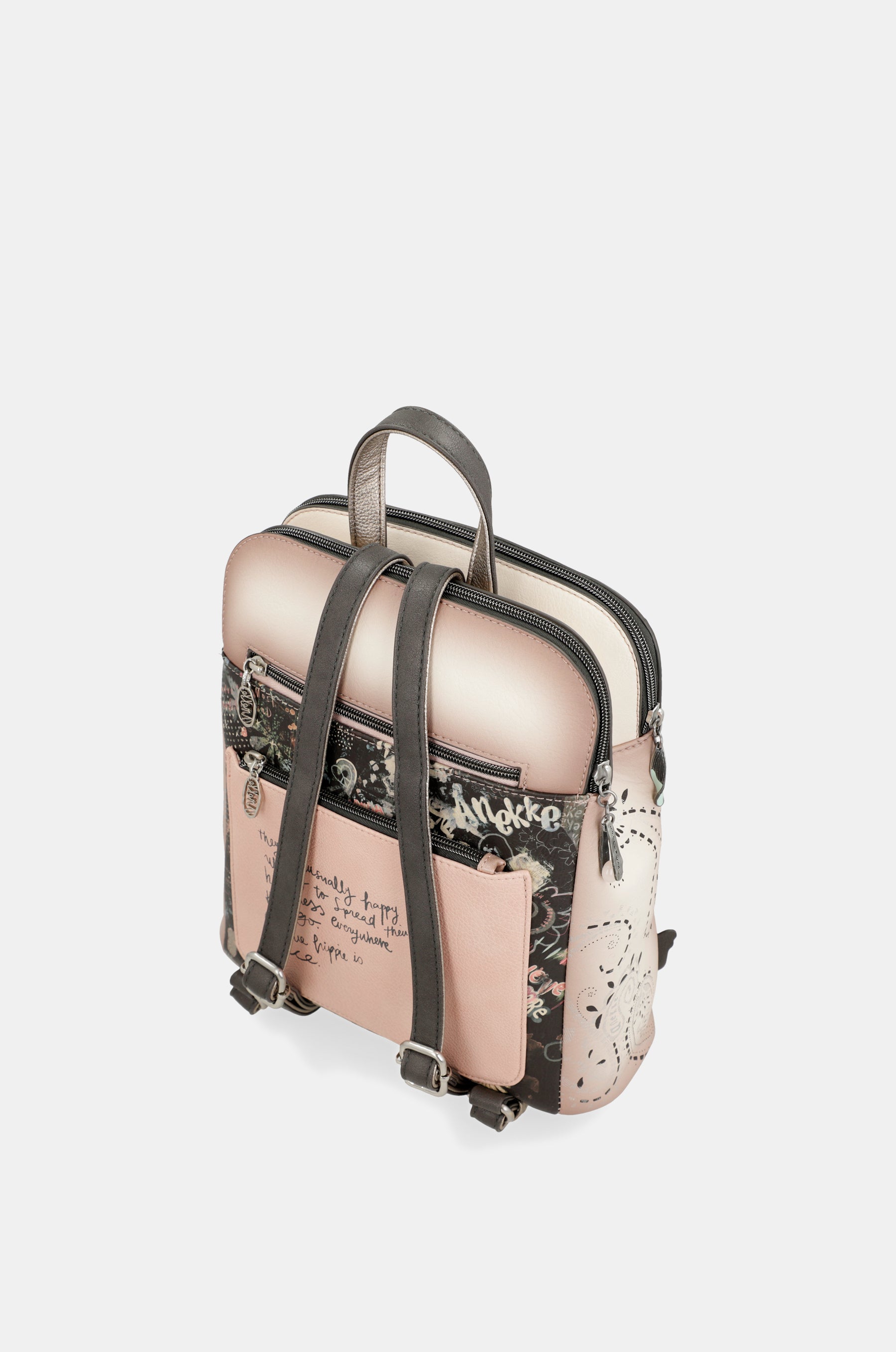 Zaino rosa Peace & Love a 2 scomparti