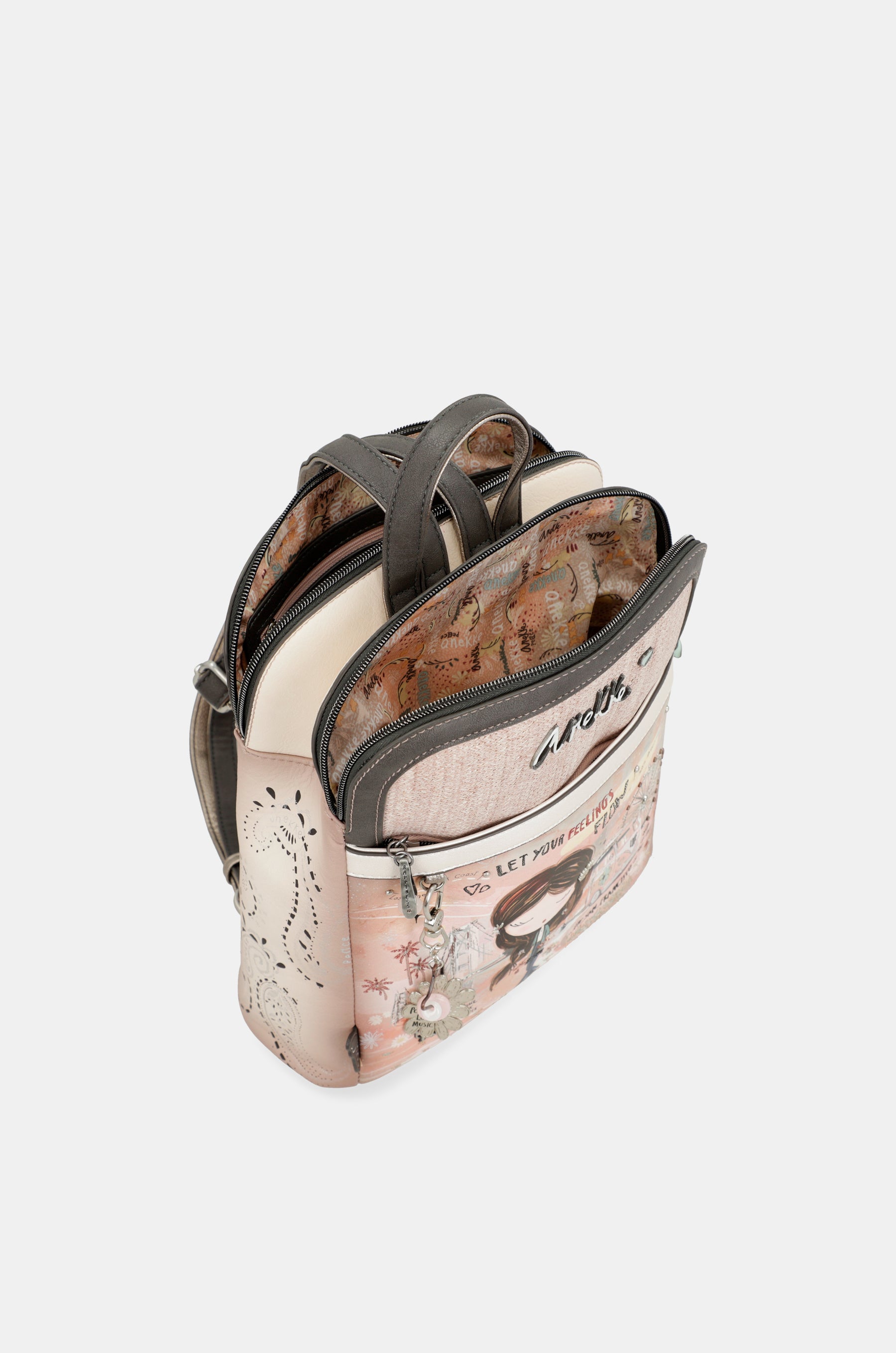 Zaino rosa Peace & Love a 2 scomparti