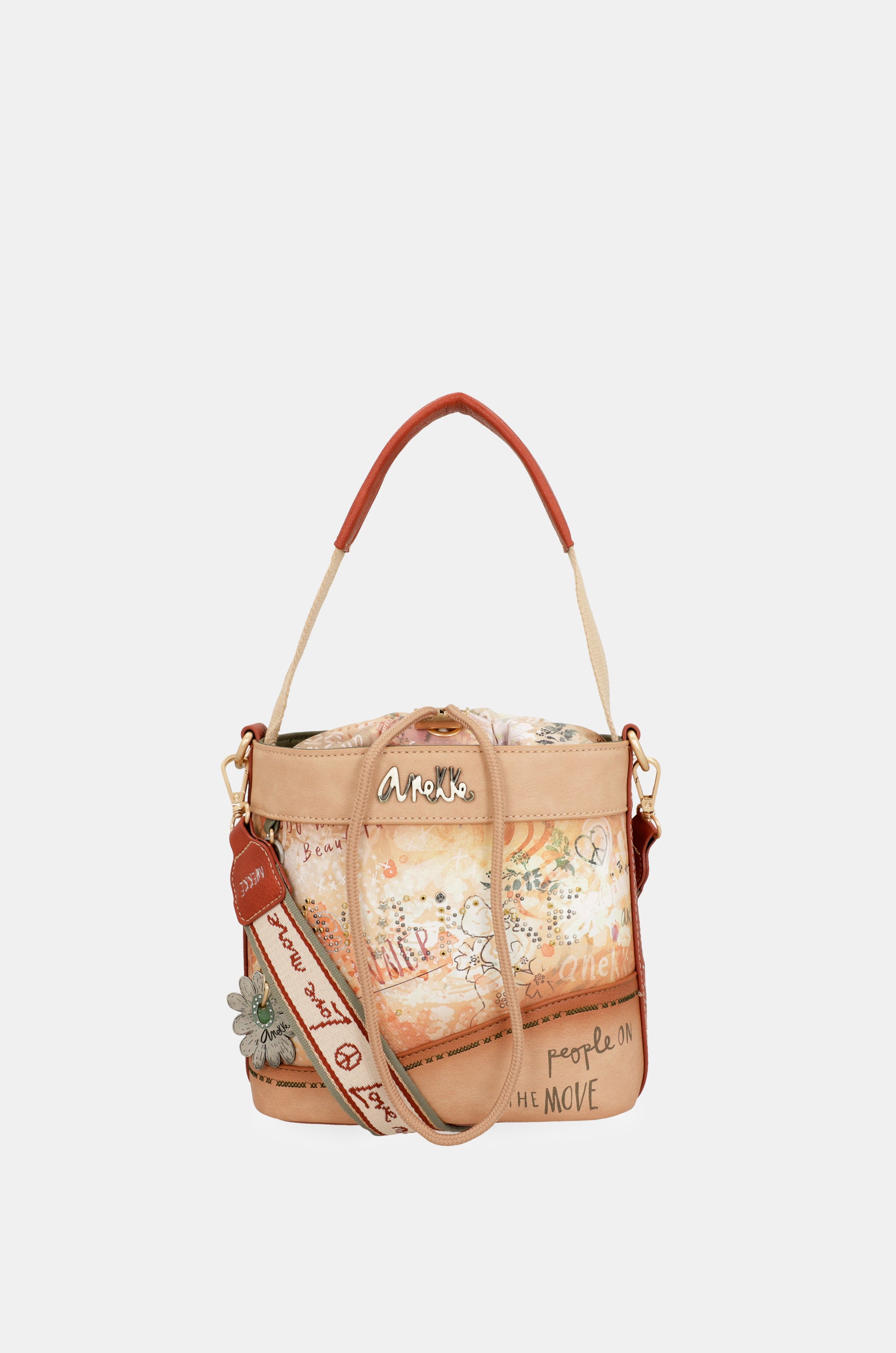 Borsa a tracolla Flower S con chiusura a corda