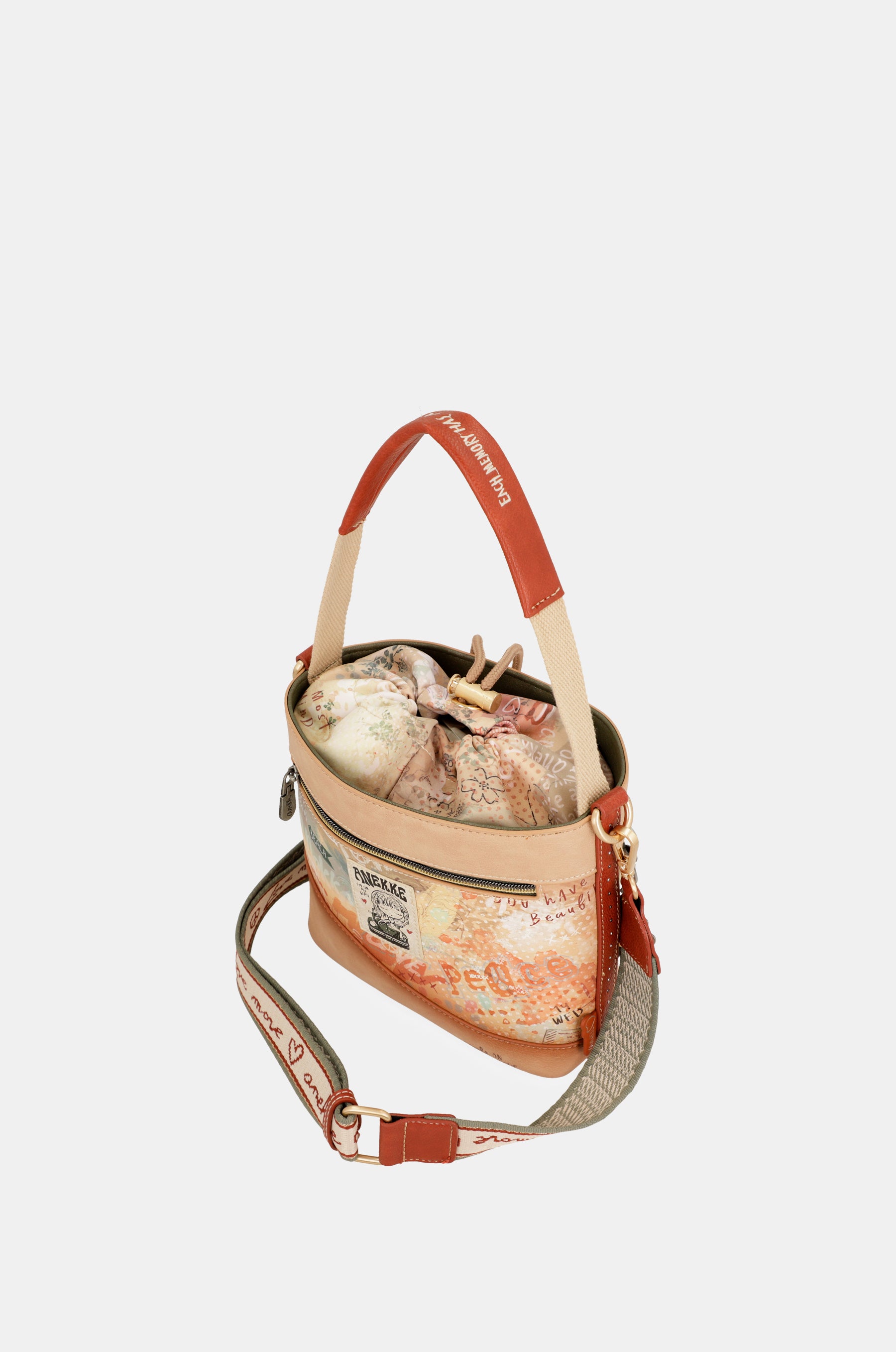 Borsa a tracolla Flower S con chiusura a corda